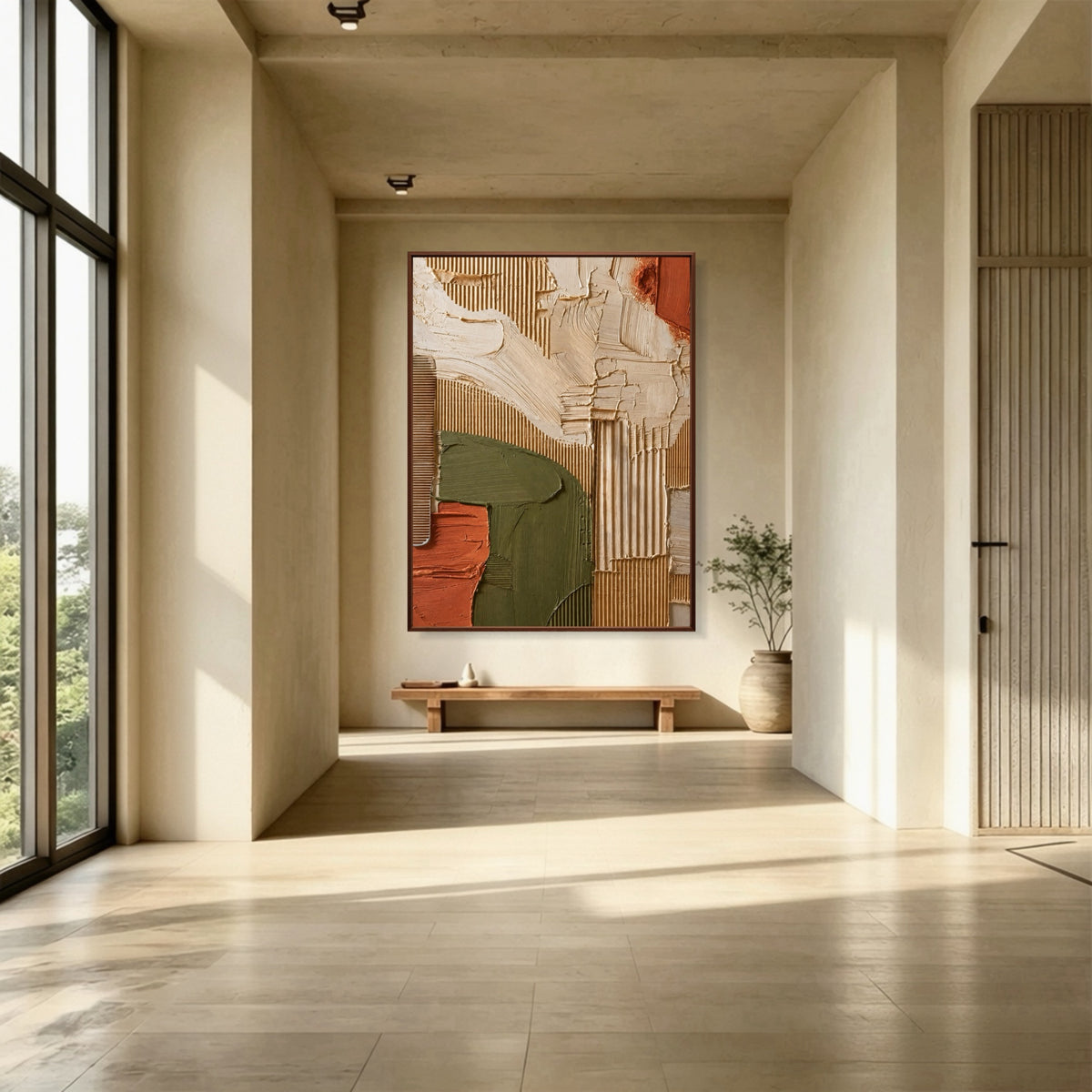 Carved Meadow Layers — vertical textured & impasto art, view 4