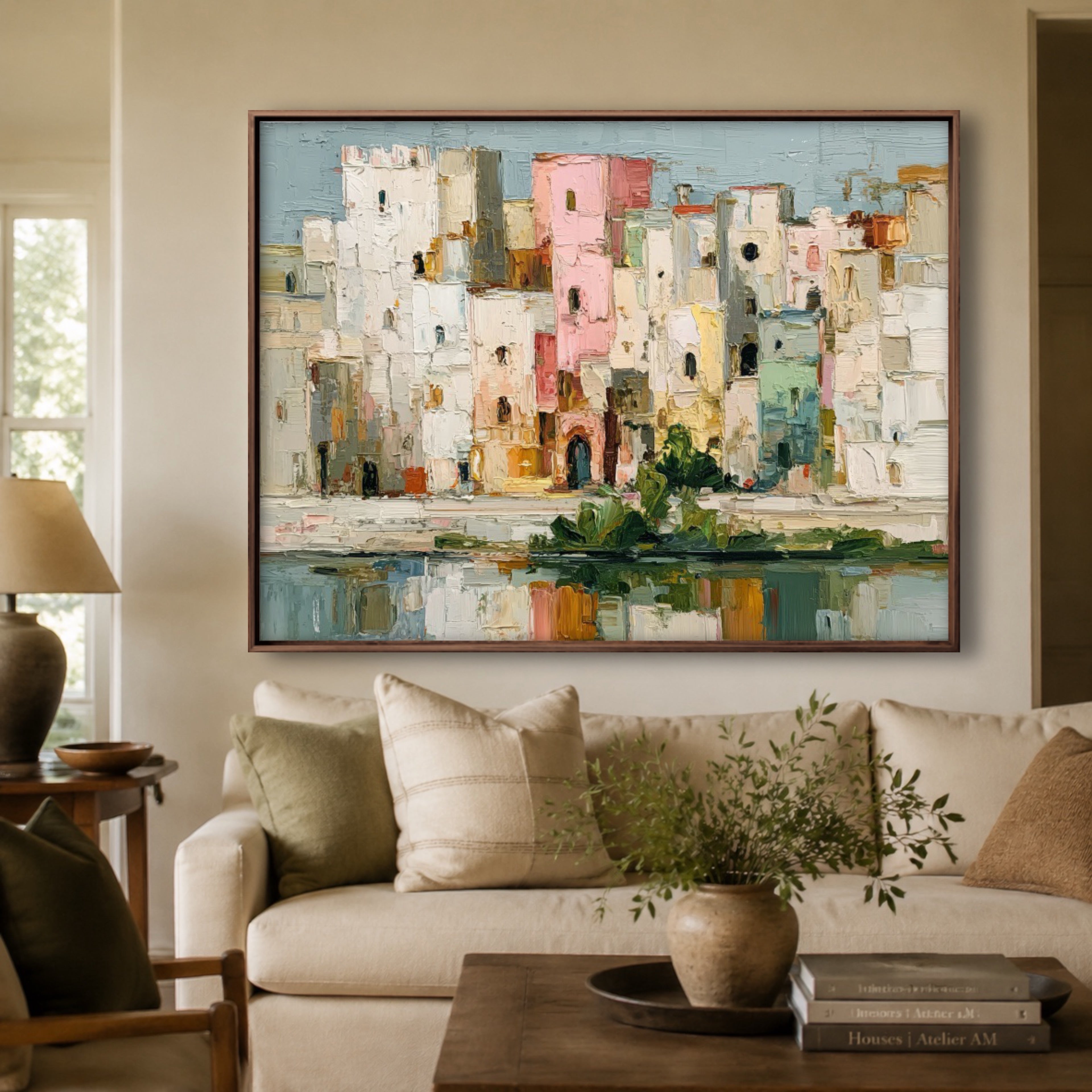 Impressionist Art | Pastel Waterfront Huts