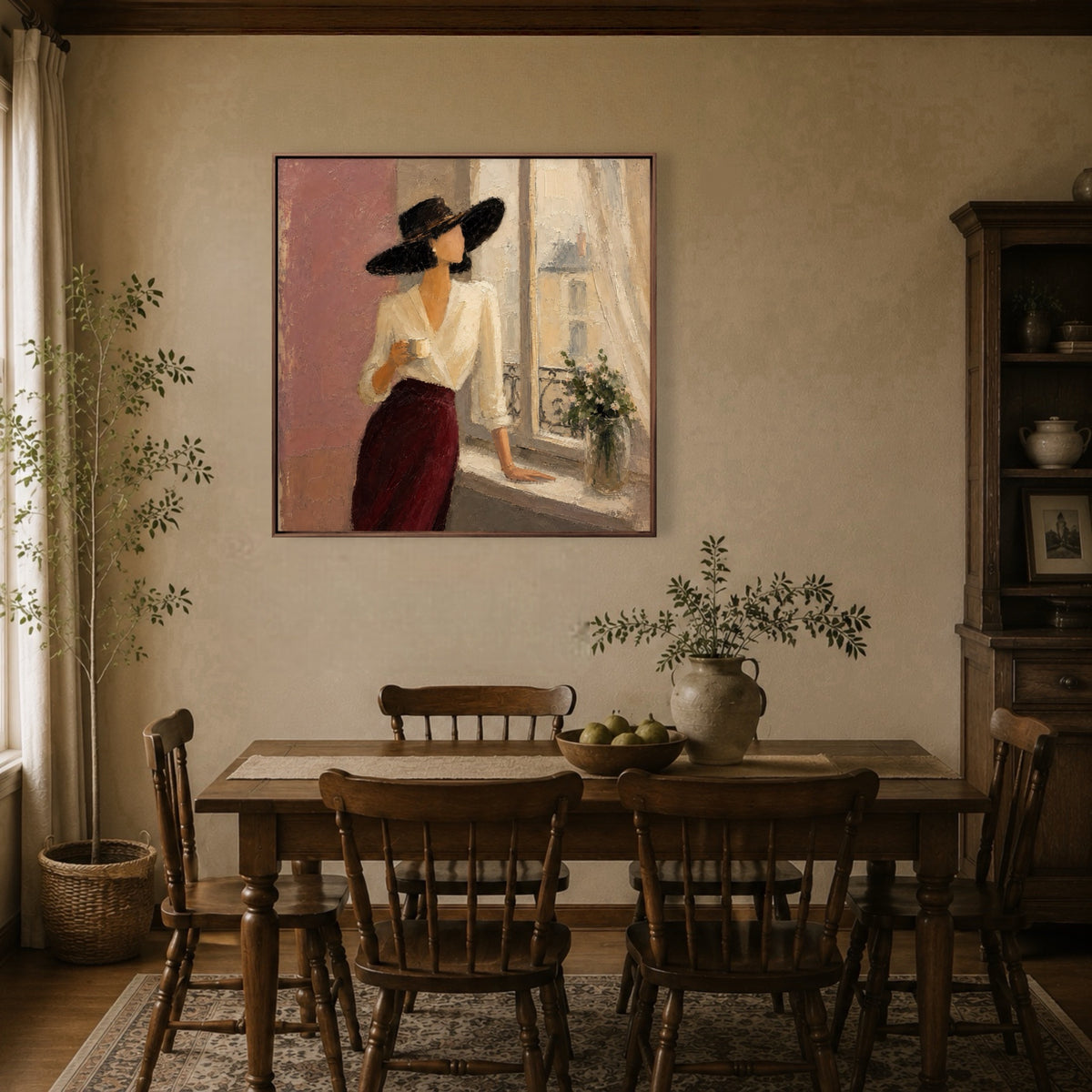 Crimson Window Pause oil painting view 3