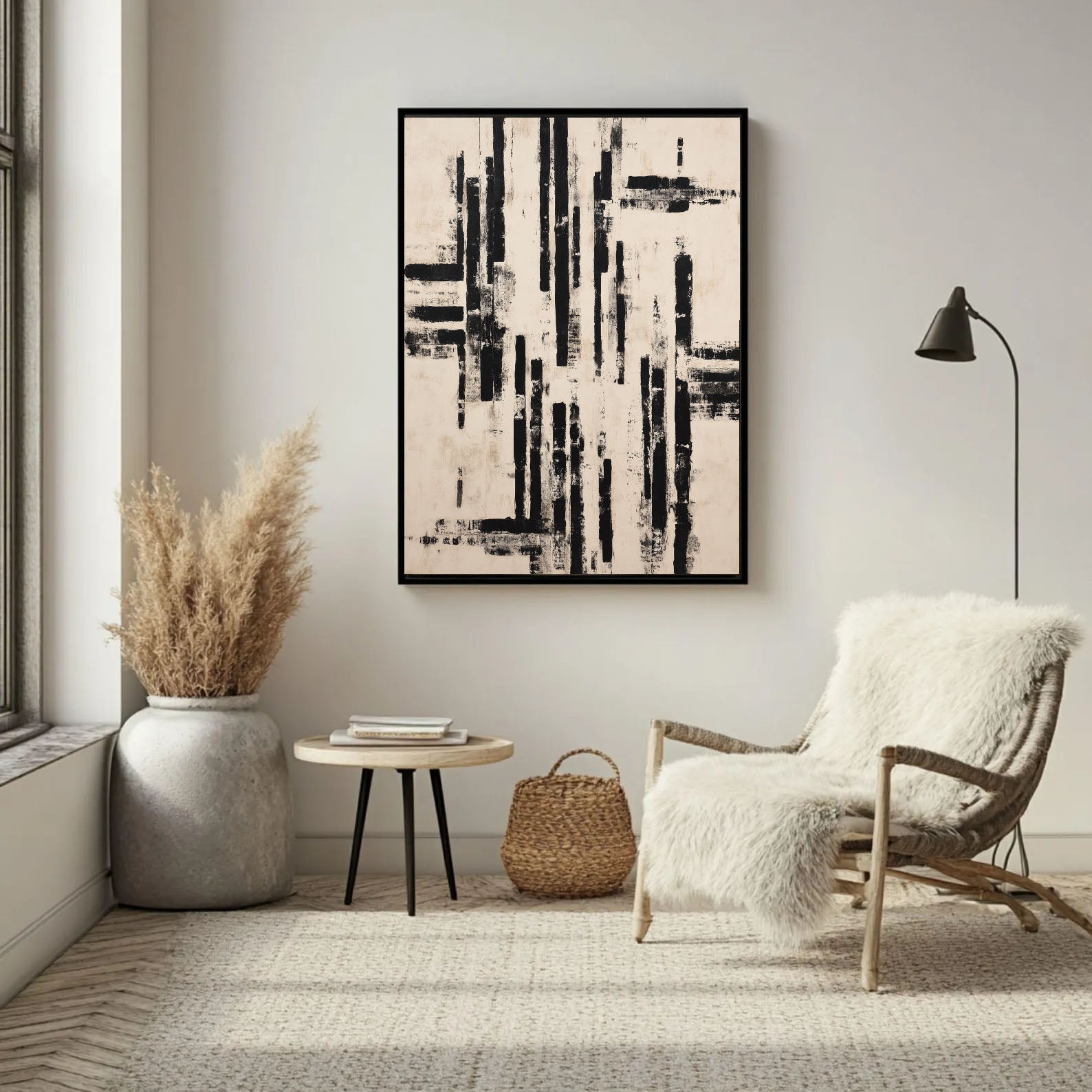 Black Strokes Abstract Art | Minimalist Sophistication