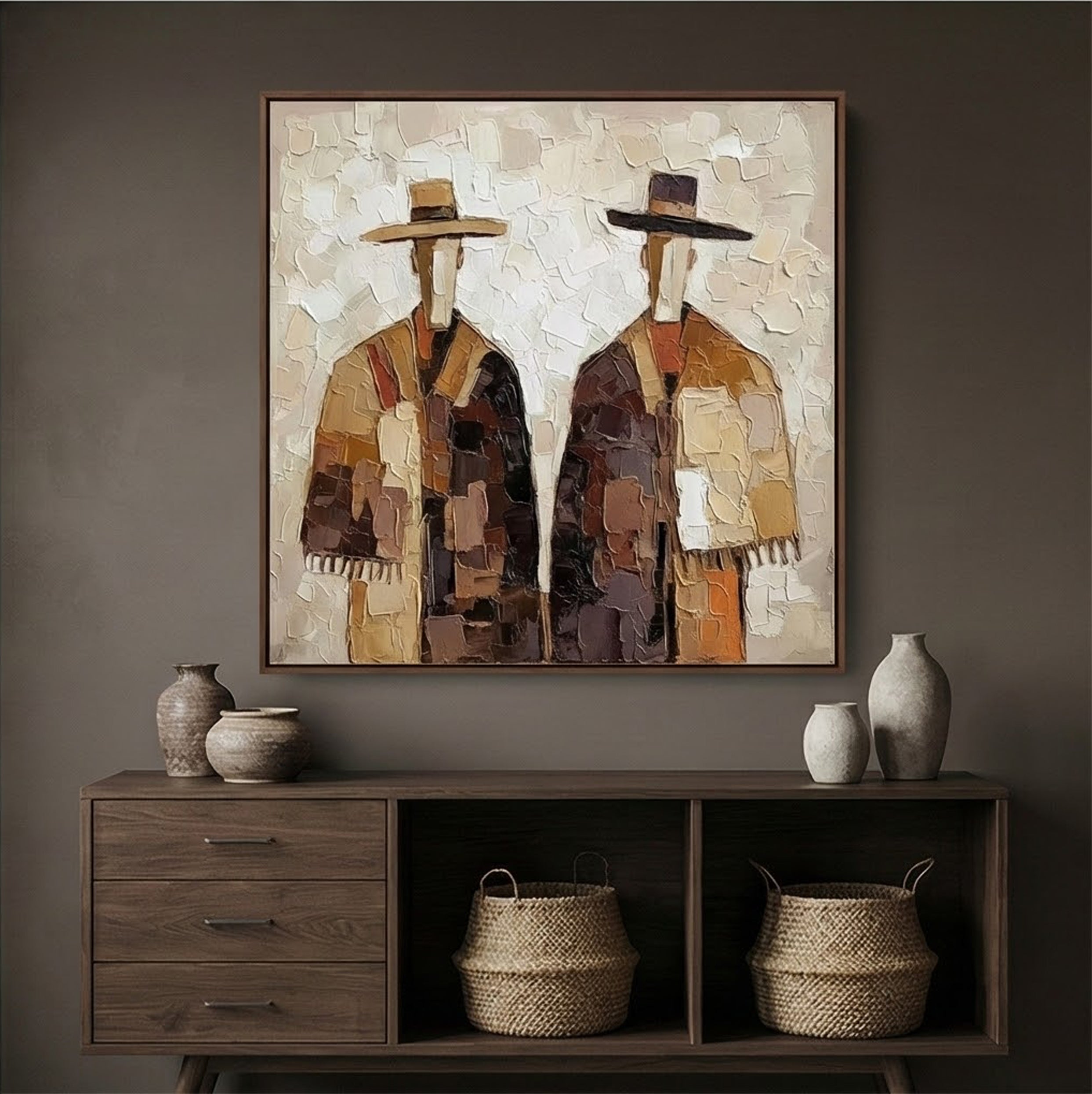 Textured Rustic Figures | Hat Silhouettes