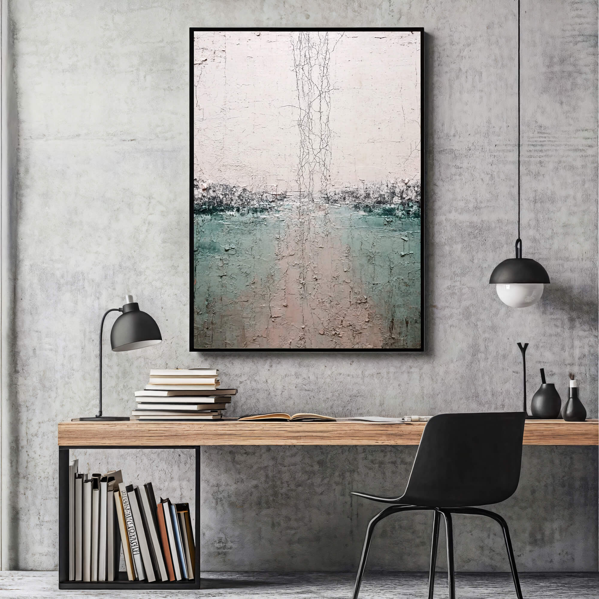 Textured Cracked Horizon | Teal Blush
