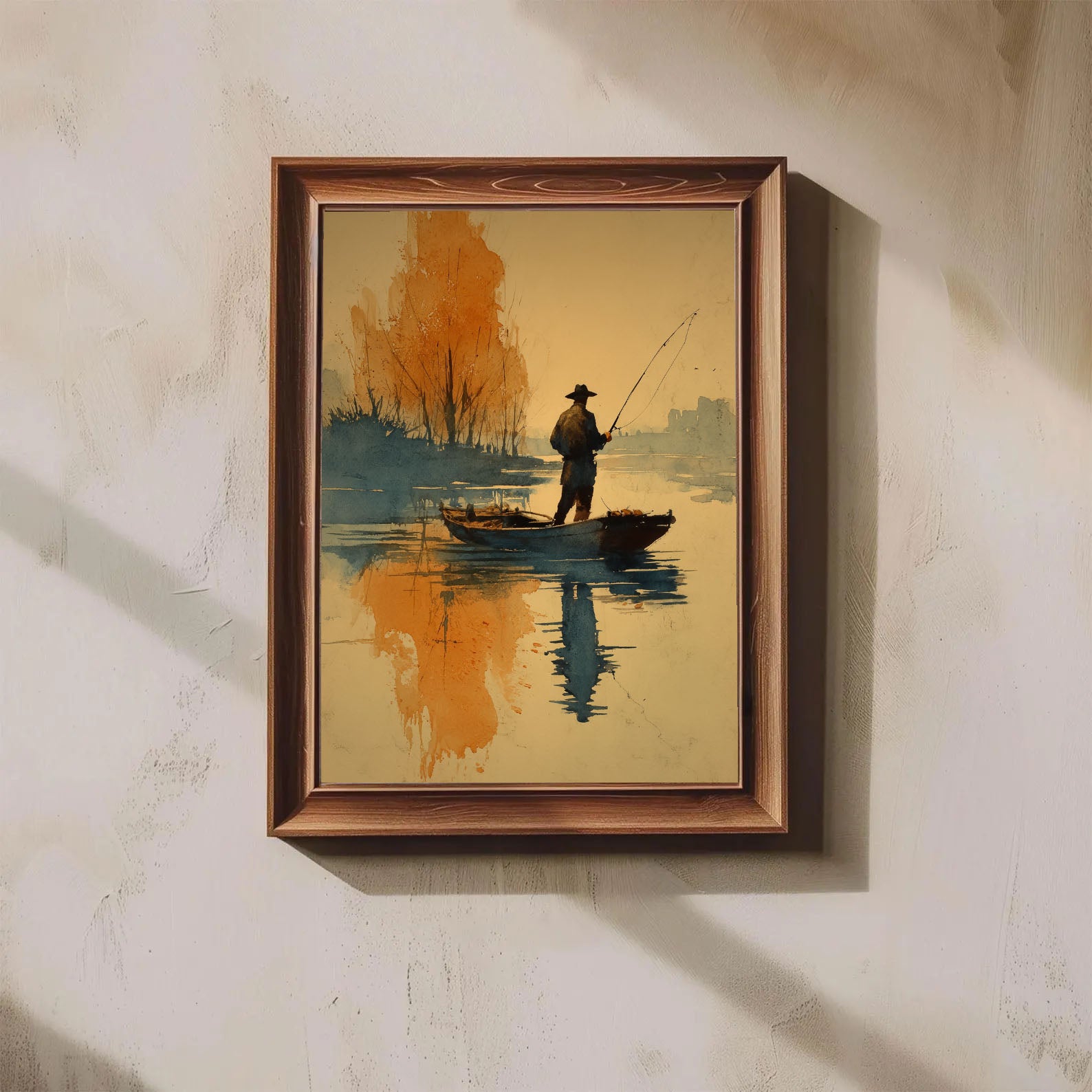 Fishing Scene Art | Textured Serenity