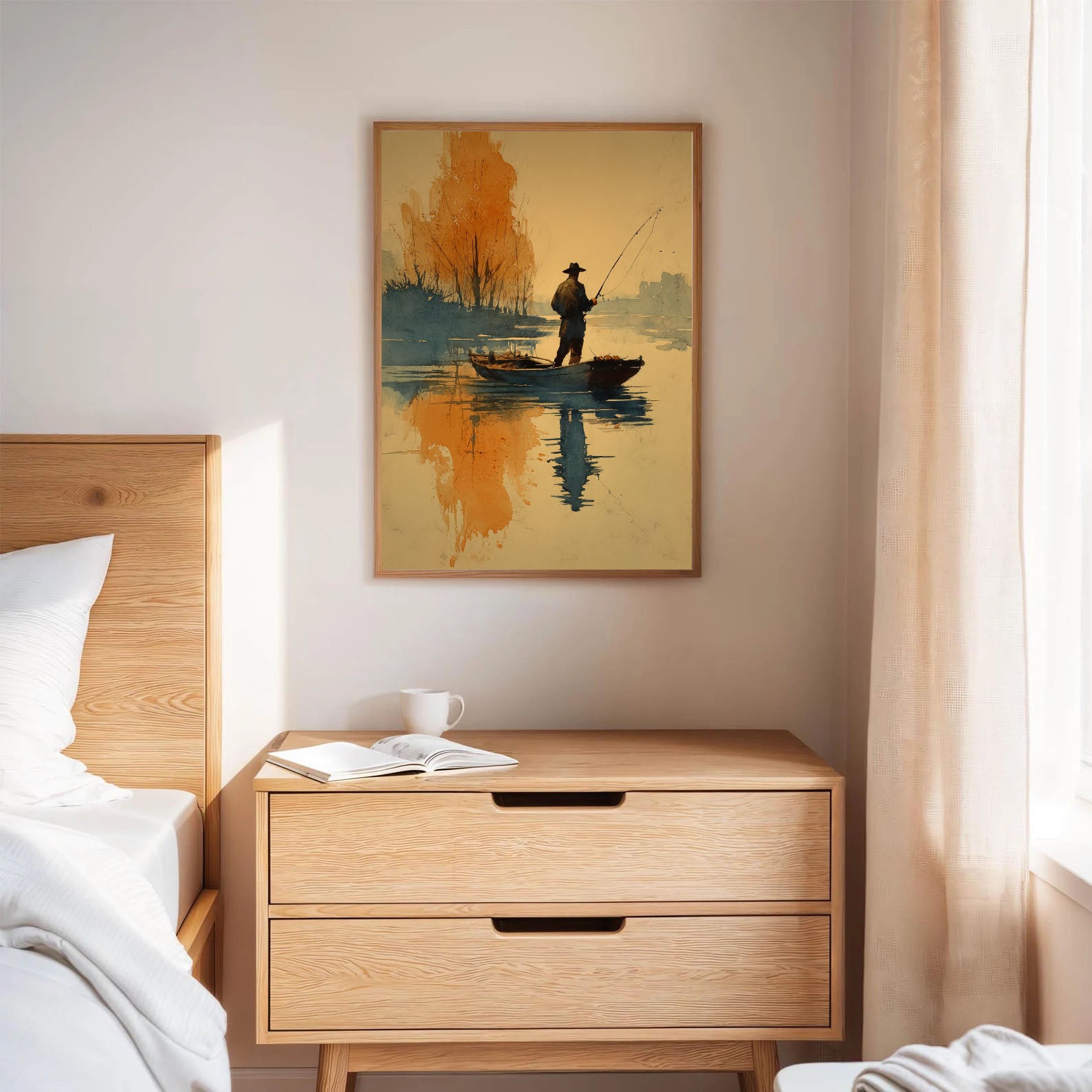 Fishing Scene Art | Textured Serenity