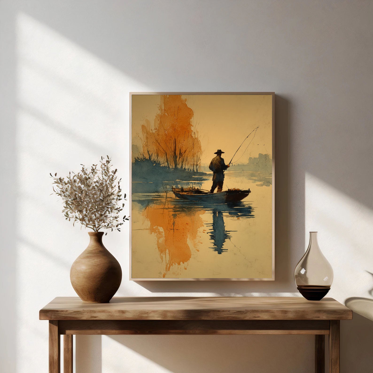 Fishing Scene Art | Textured Serenity