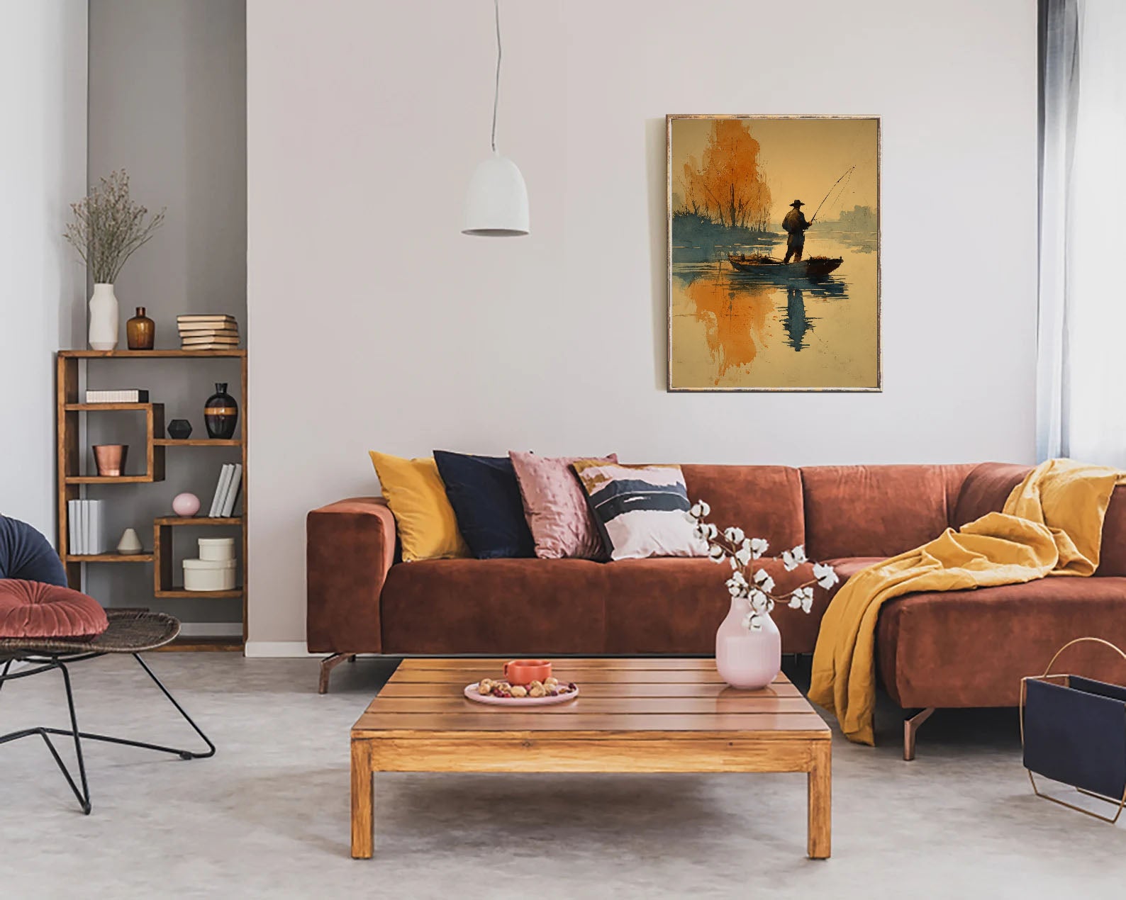 Fishing Scene Art | Textured Serenity