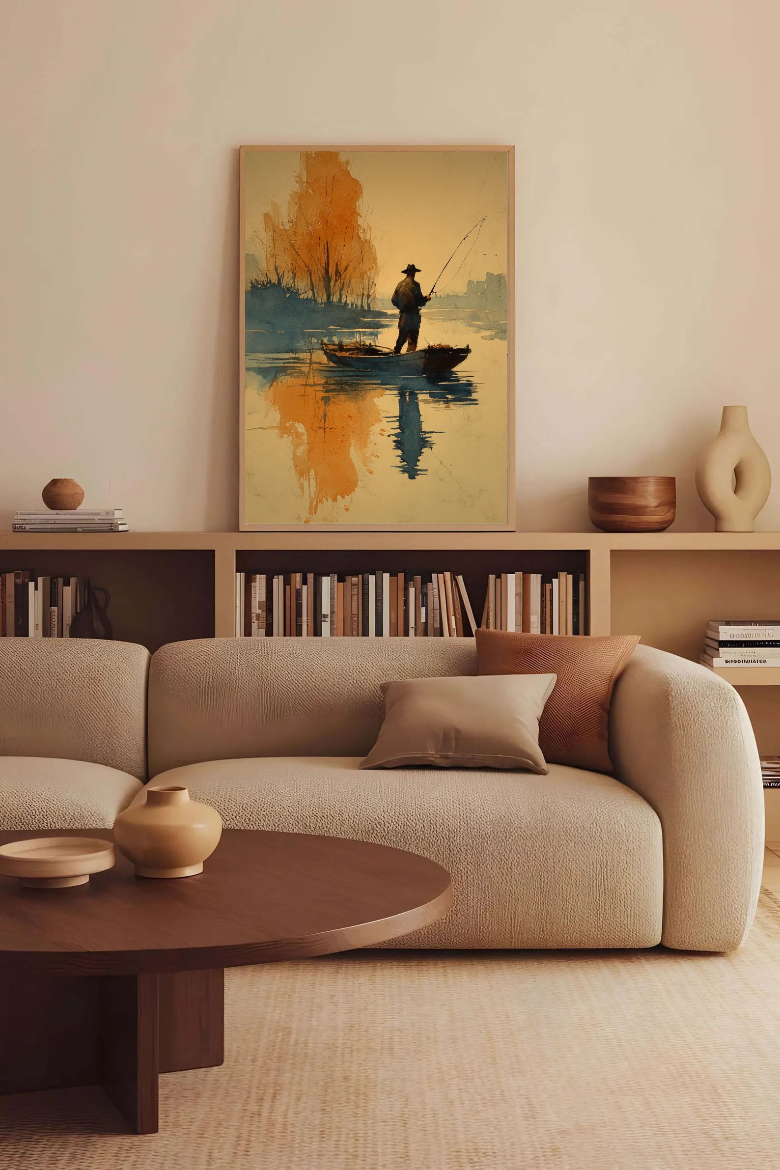 Fishing Scene Art | Textured Serenity