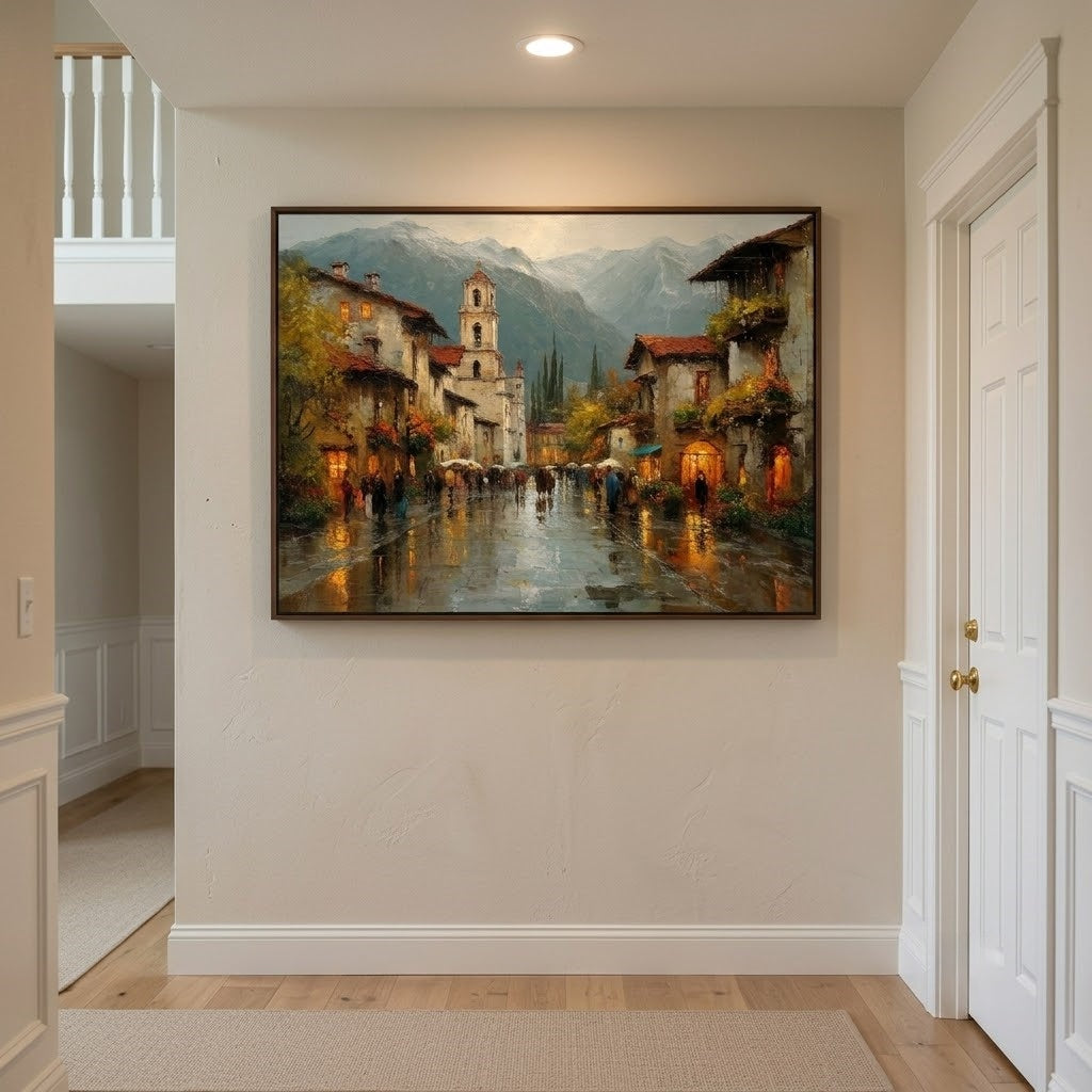 Impressionist Art | Mountain Rainy Boulevard