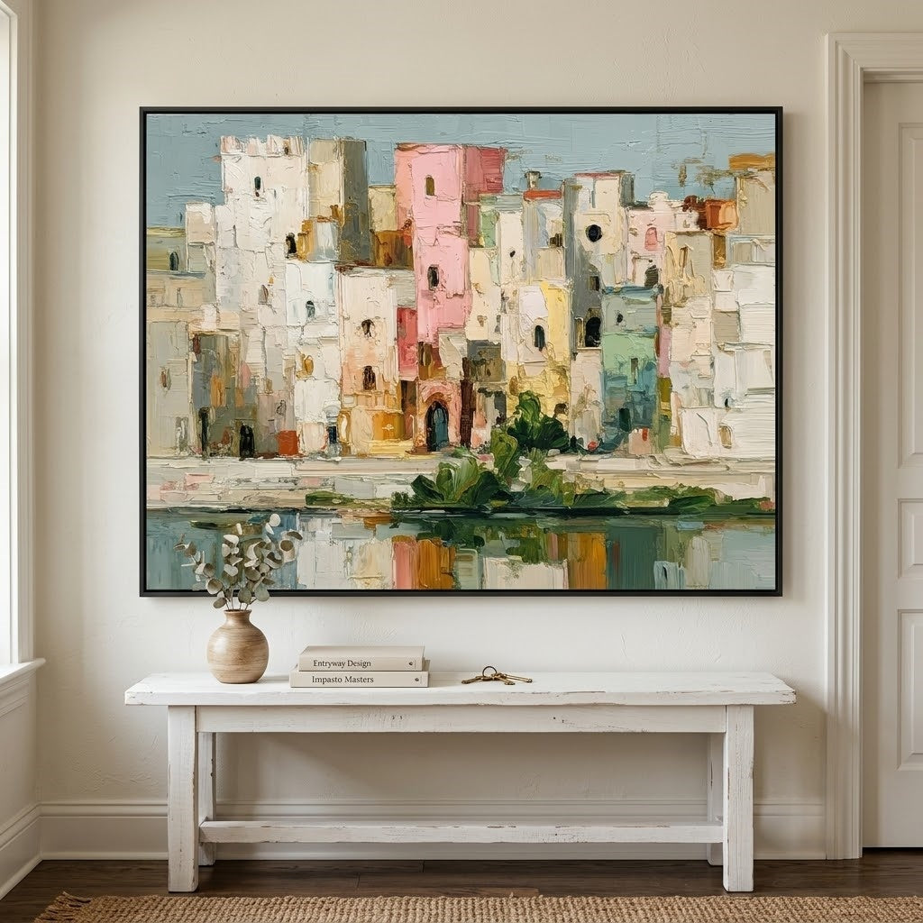 Impressionist Art | Pastel Waterfront Huts