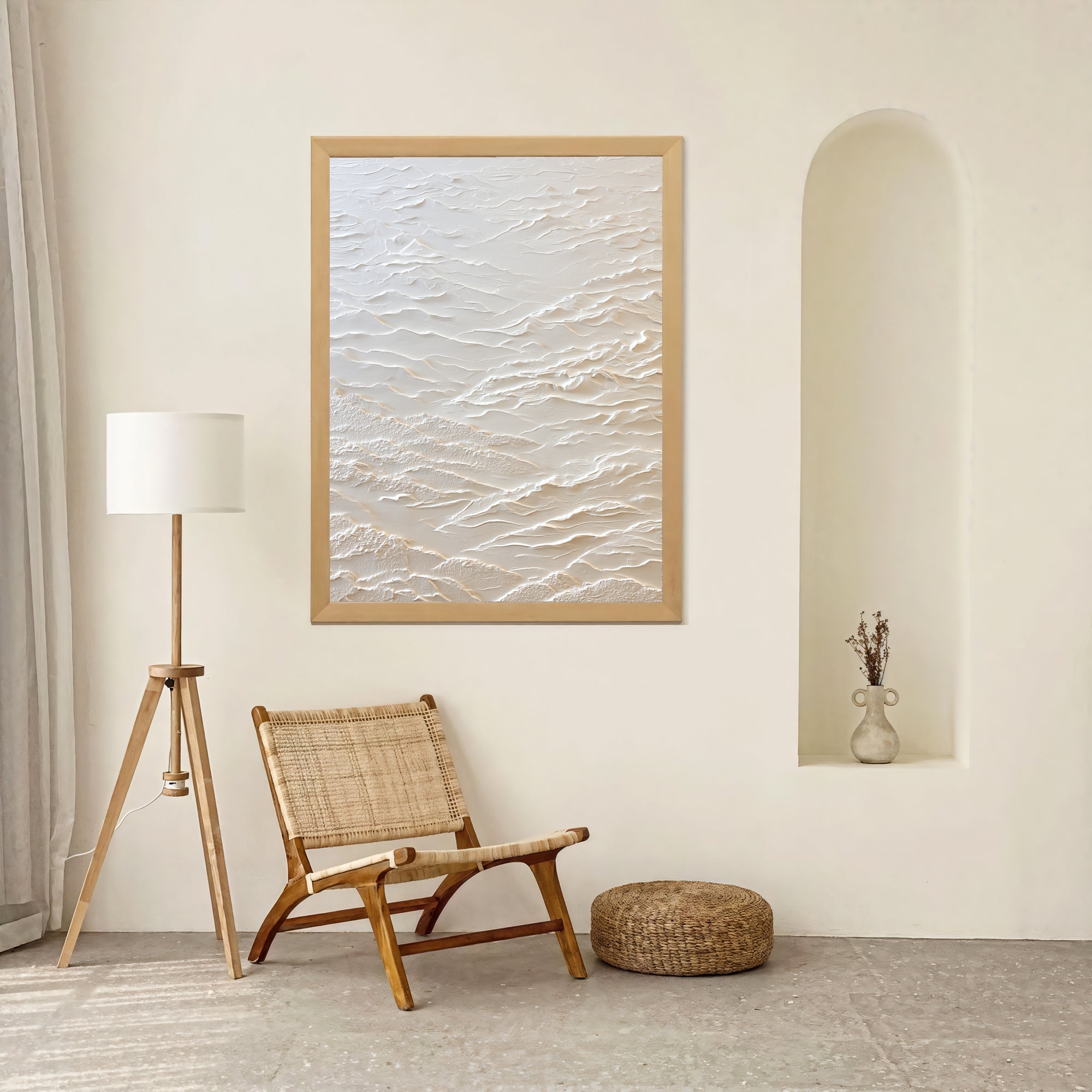 Textured Ivory Undulations | White Ridges