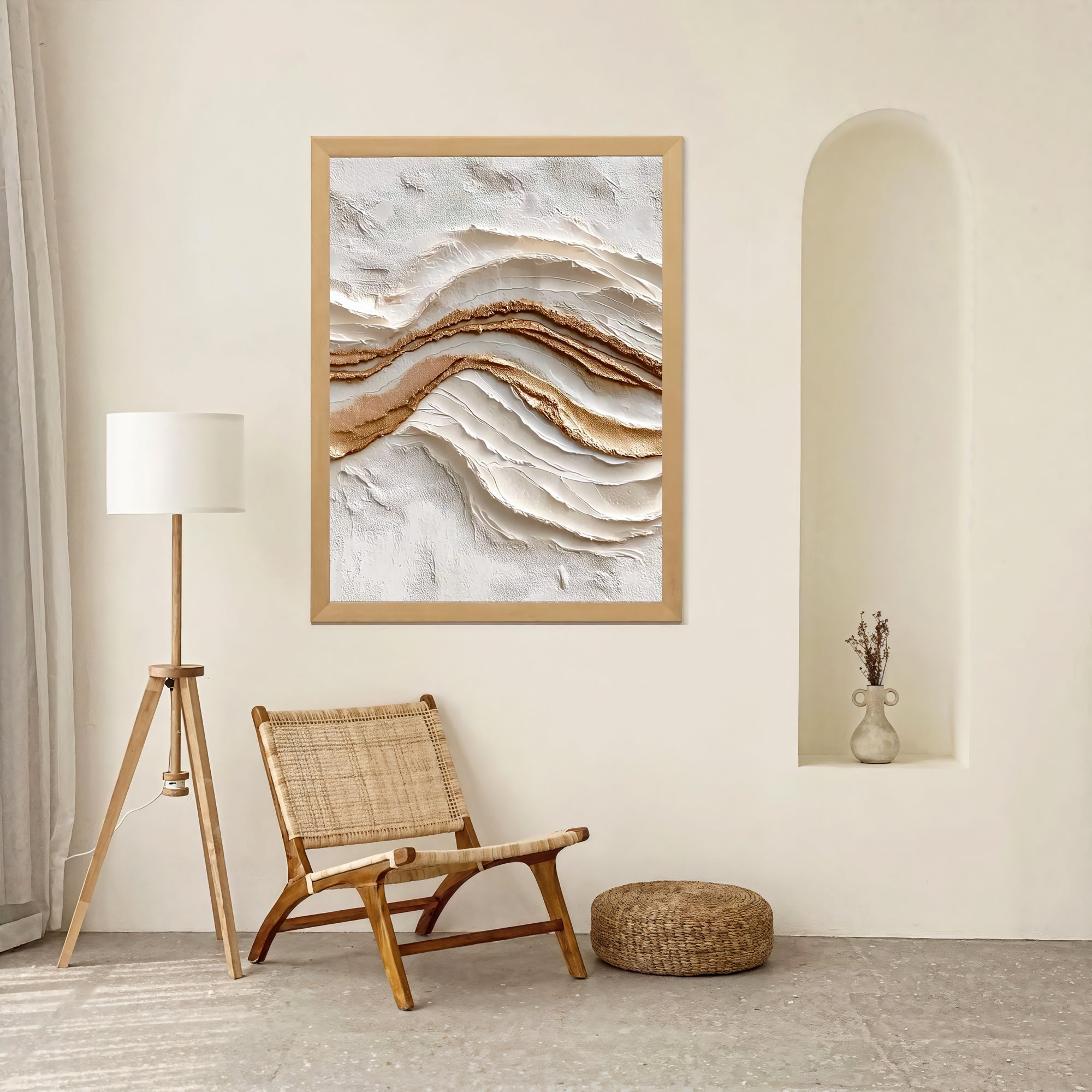 Textured Gilded Waves | Ivory Gold