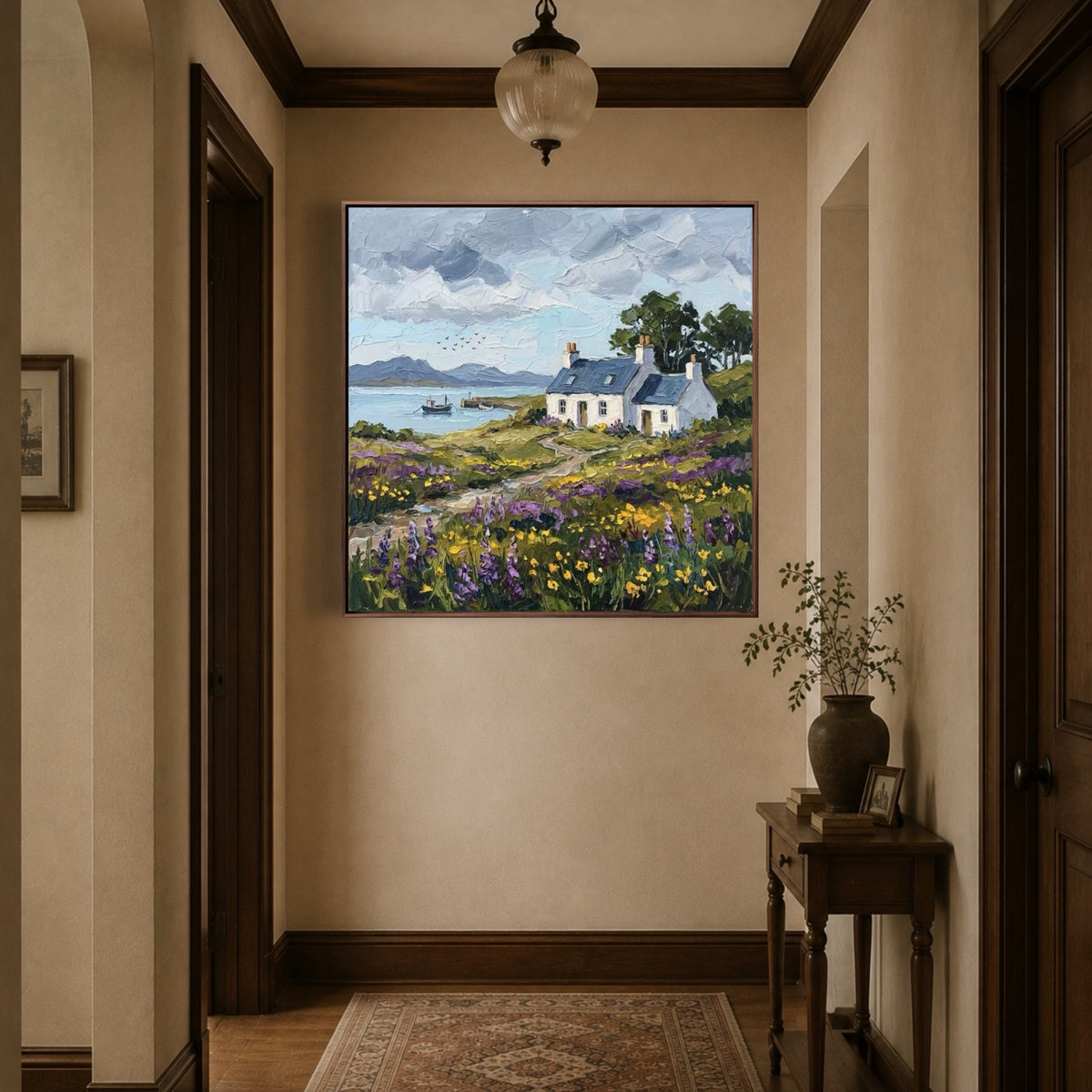 Flowers Along Shore — vertical landscape art, view 2