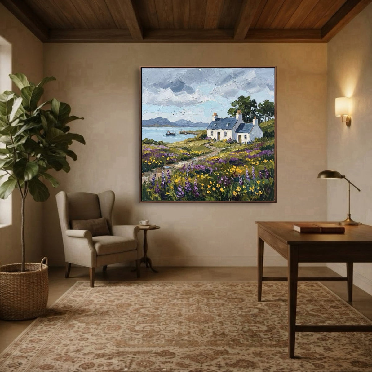 Flowers Along Shore — vertical landscape art, view 4