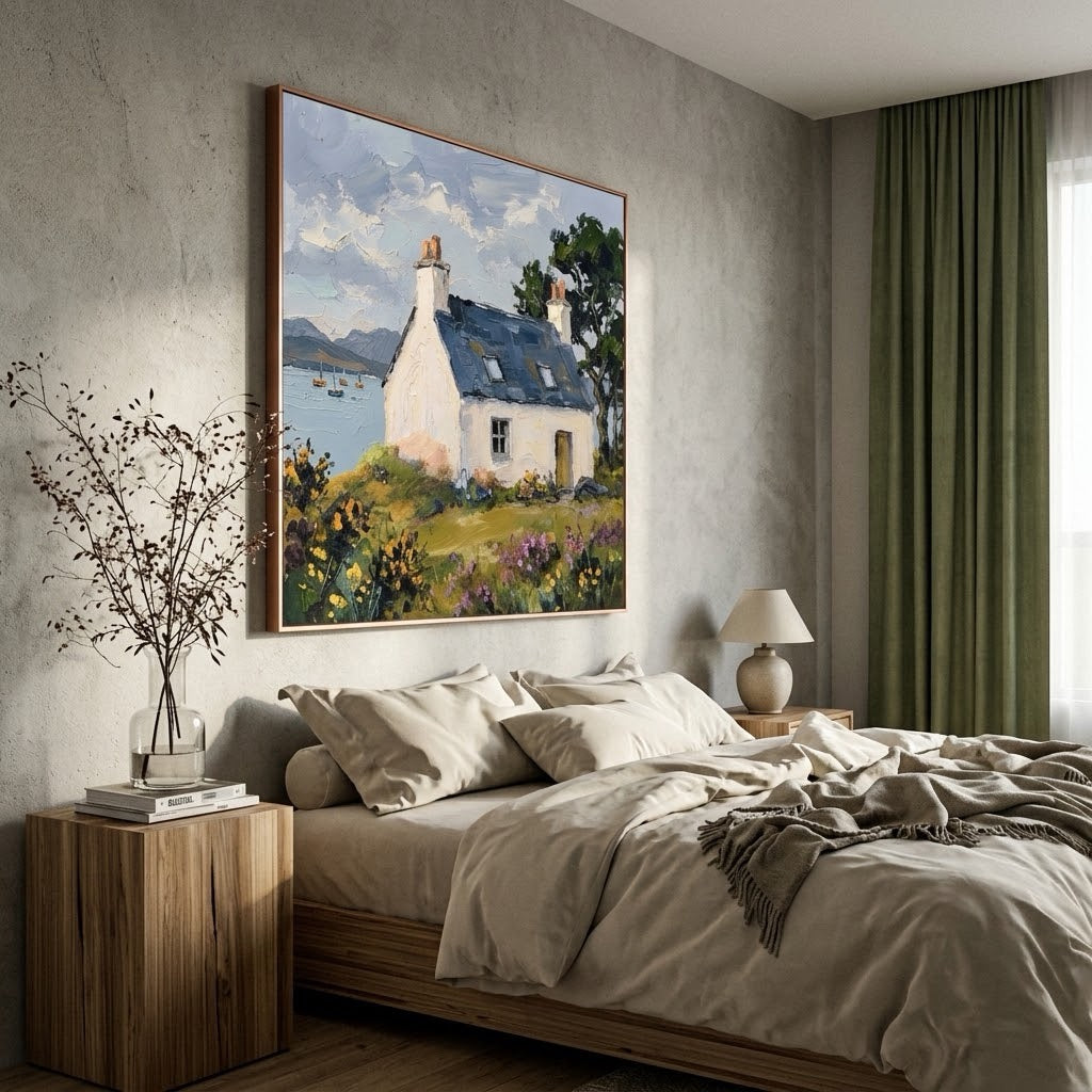 Harbor Cottage Morning — vertical coastal & ocean art, view 7