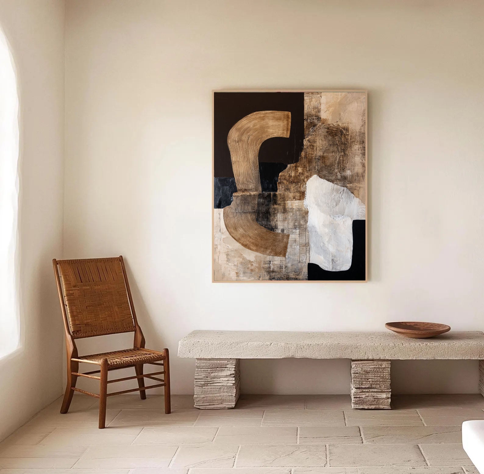 Neutral Geometric Art | Textured Elegance