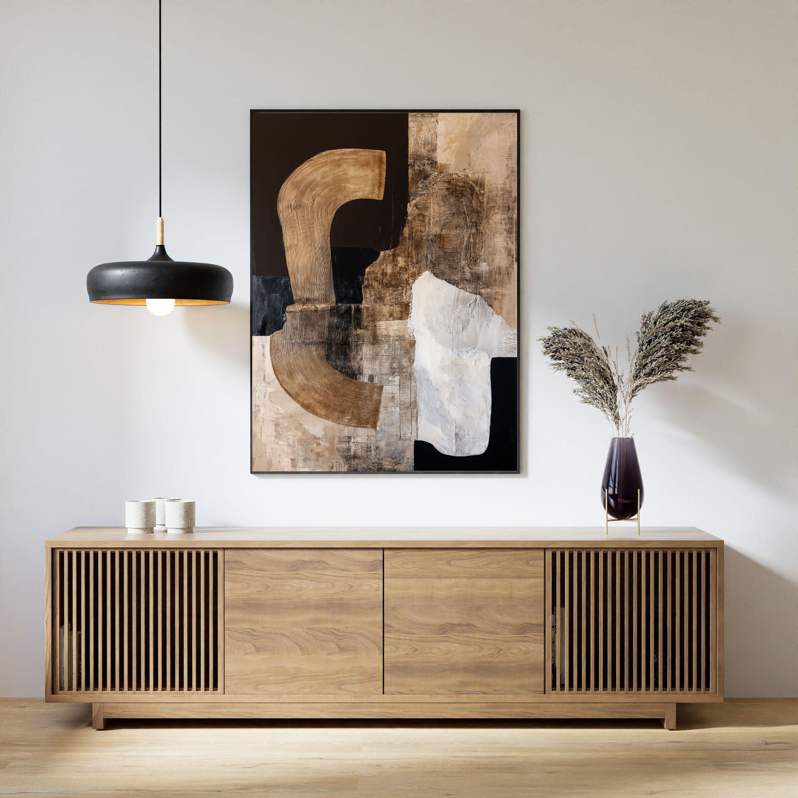 Neutral Geometric Art | Textured Elegance