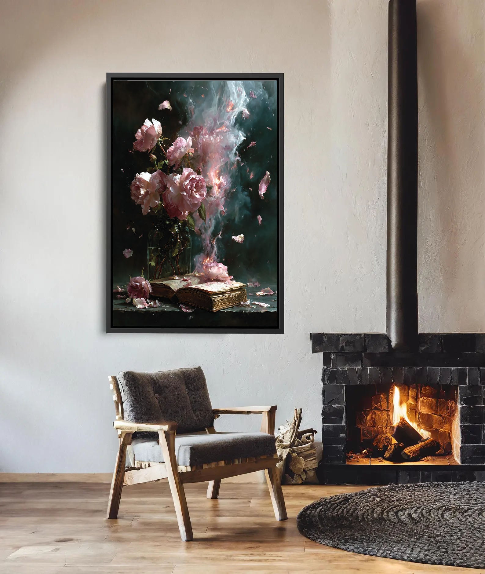Burning Roses Art | Dramatic Opulence
