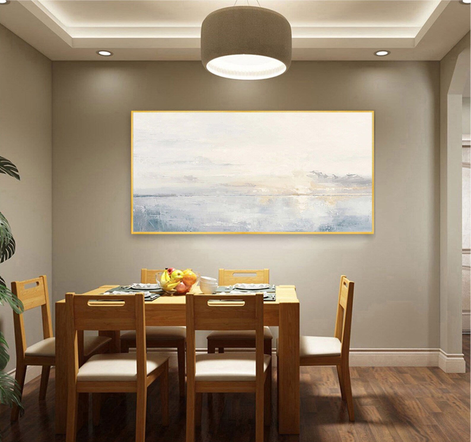 Minimalist Neutral Seascape Art | Serene Sophistication