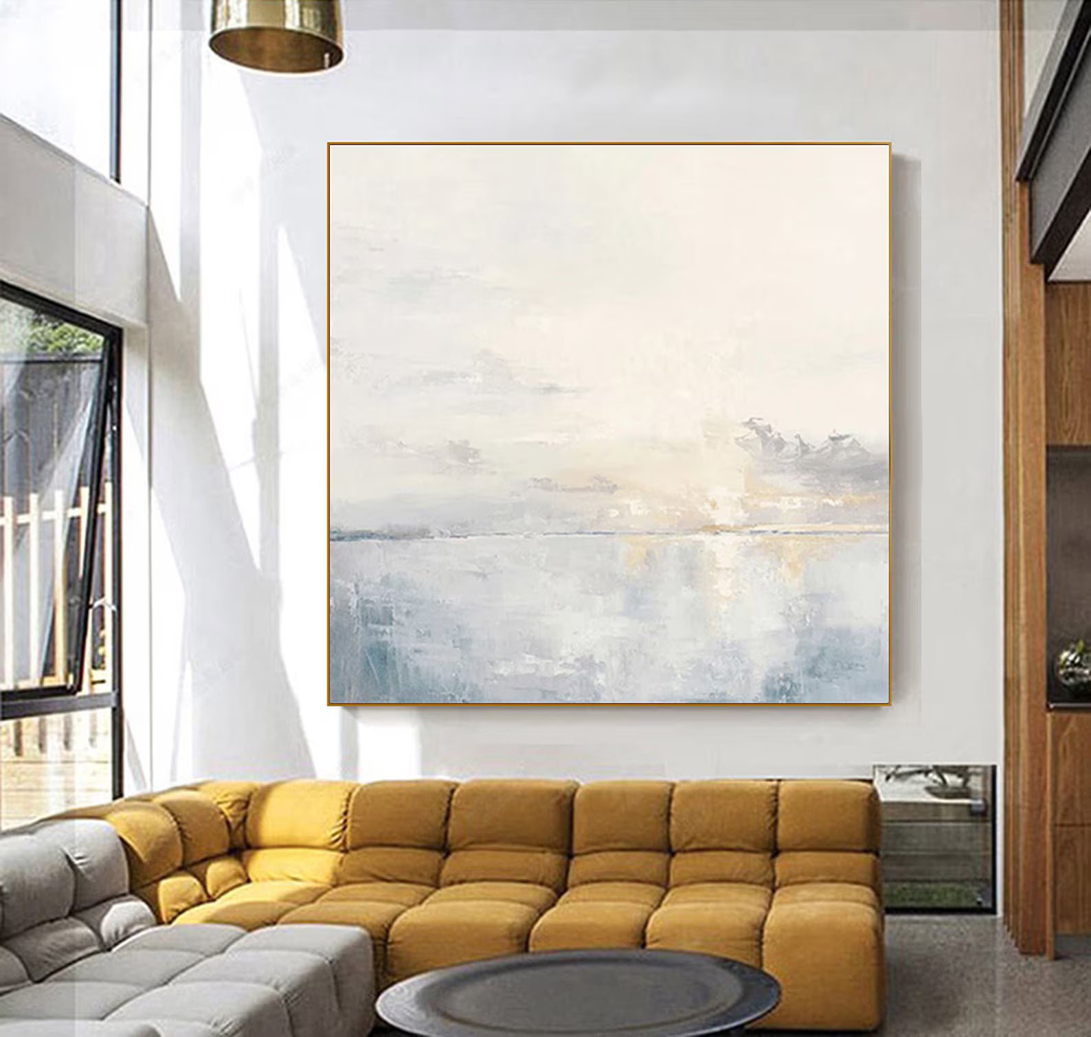 Minimalist Blue Seascape Art | Calm Sophistication