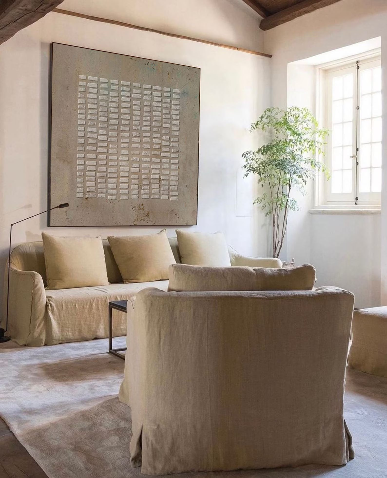 Textured Neutral Grid Art | Subtle Sophistication