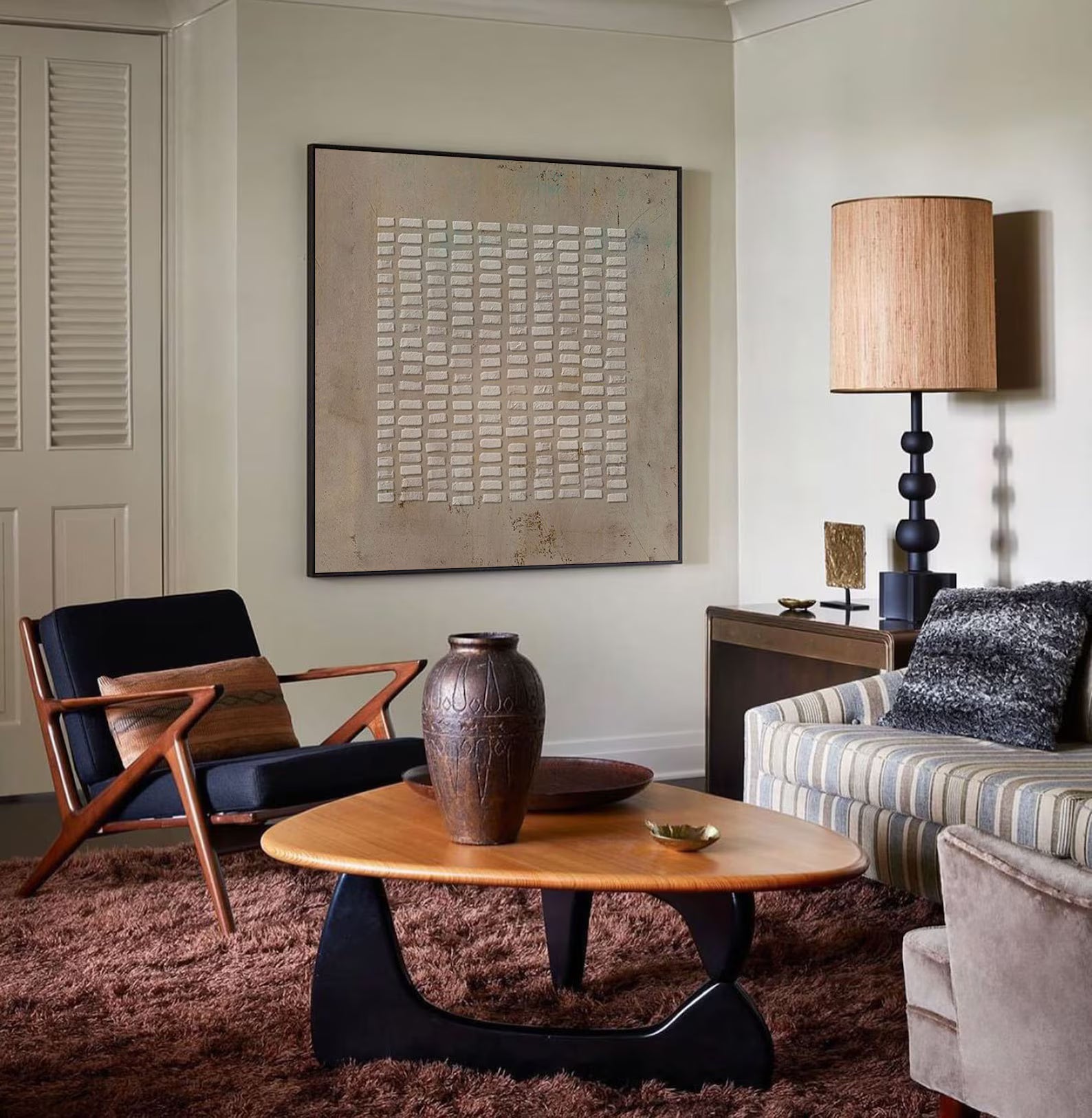 Textured Neutral Grid Art | Subtle Sophistication