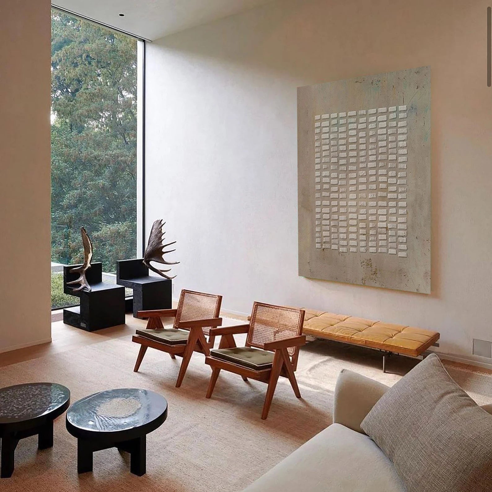 Textured Grid Block Art | Understated Sophistication