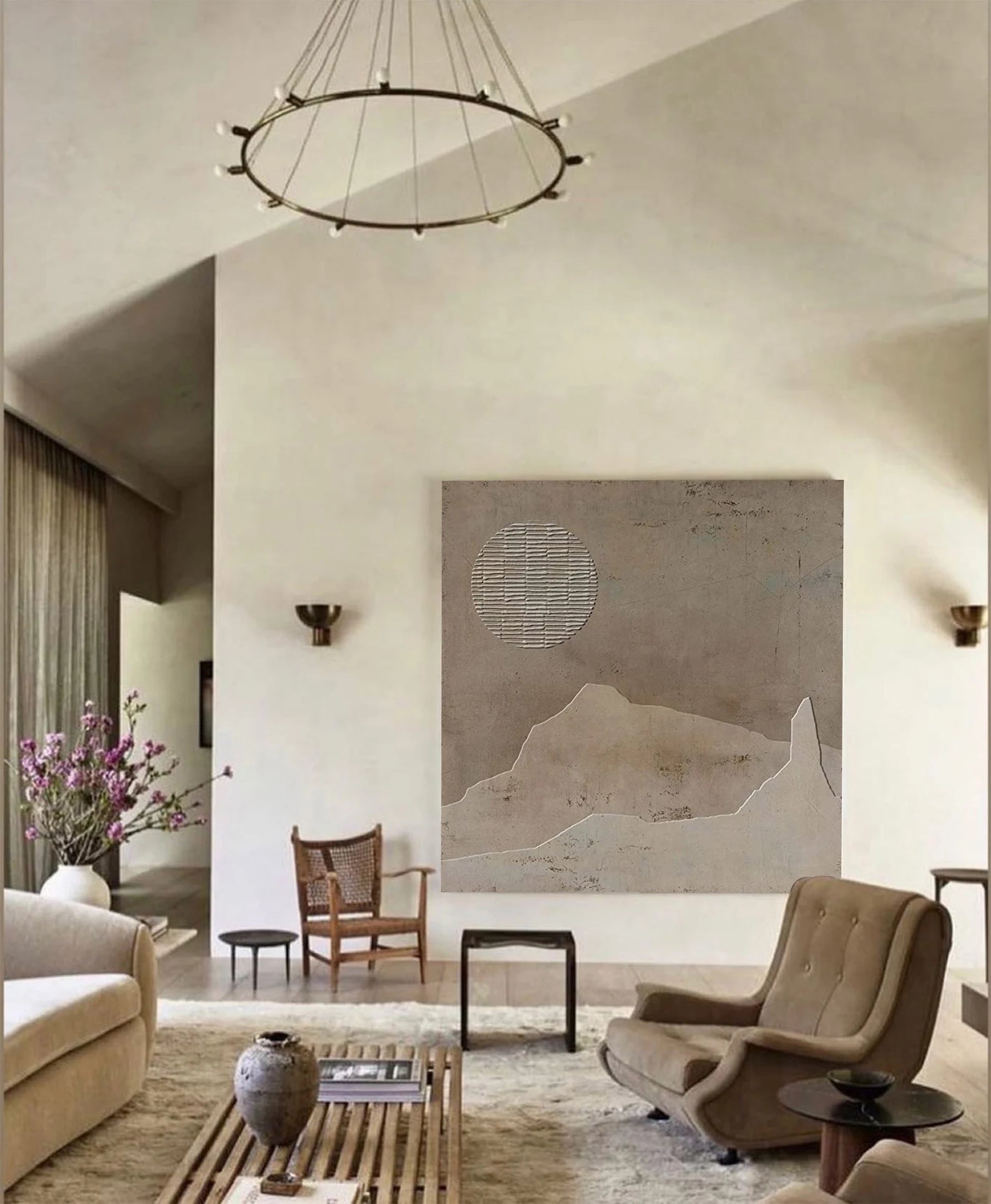 Minimalist Beige Mountain Art | Understated Elegance