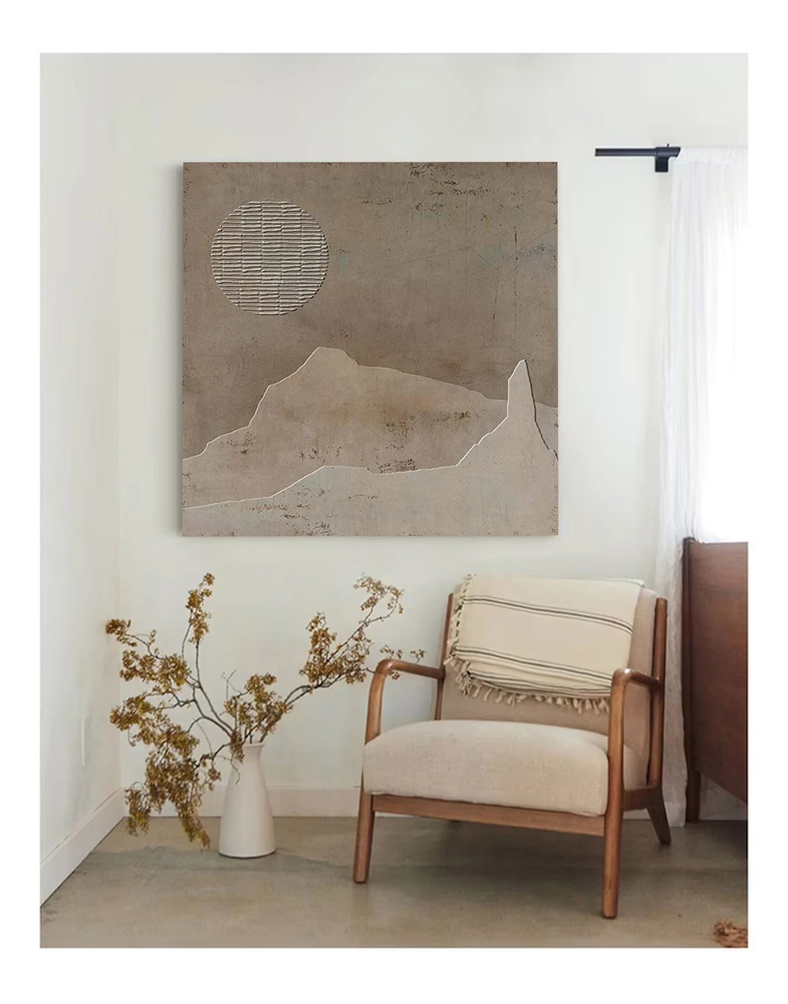 Minimalist Beige Mountain Art | Understated Elegance