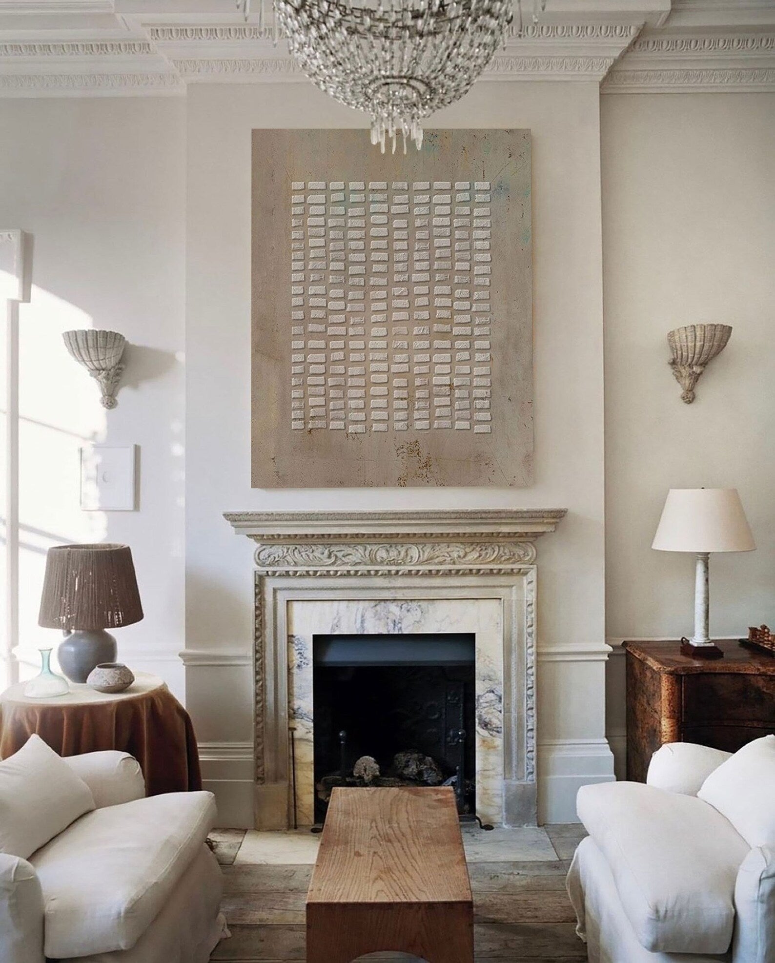 Textured Grid Block Art | Understated Sophistication