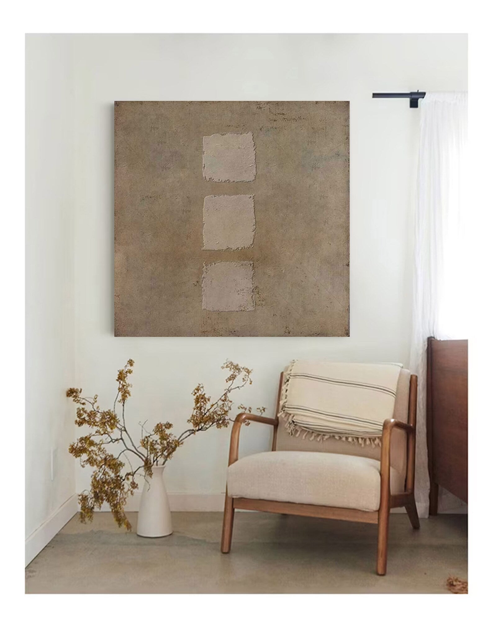 Textured Beige Block Art | Subtle Sophistication