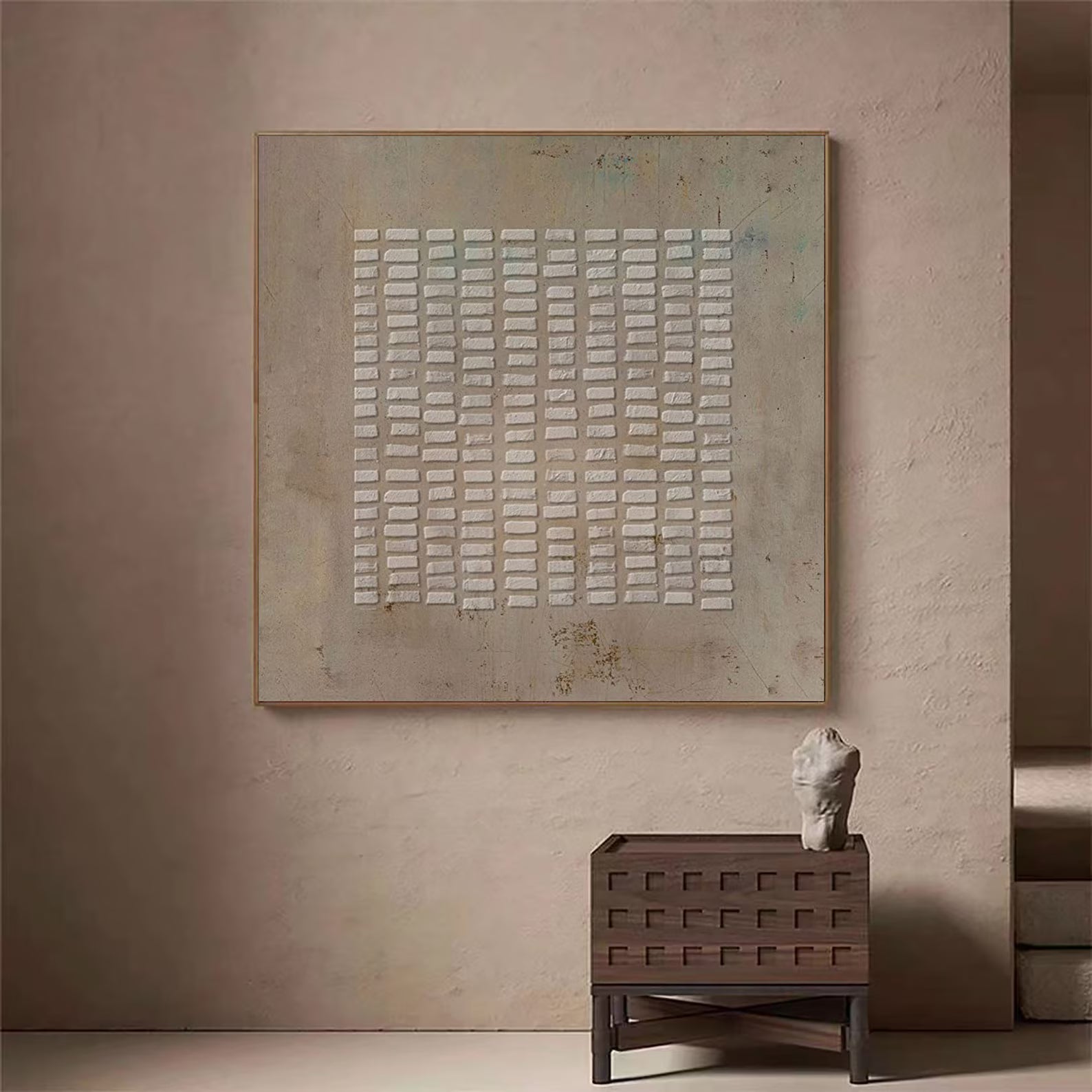 Textured Neutral Grid Art | Subtle Sophistication