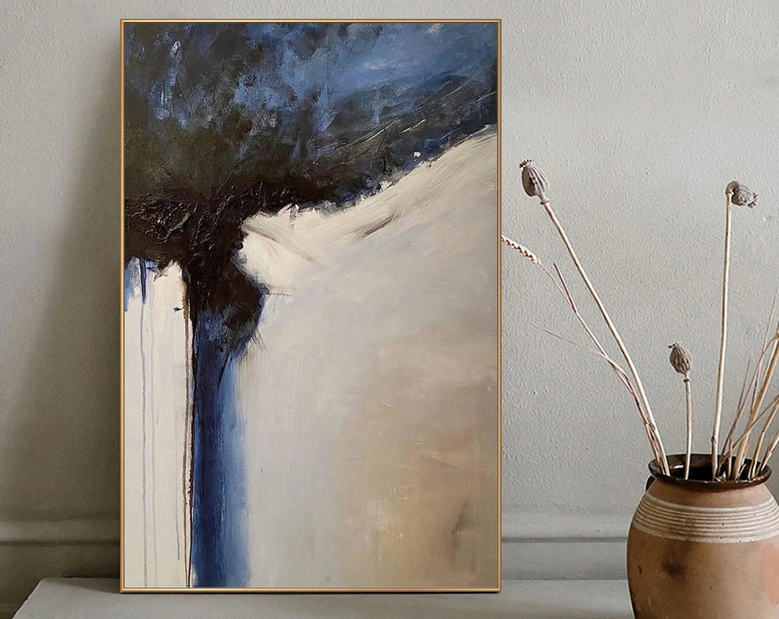 Textured Abstract Flow | Blue Beige