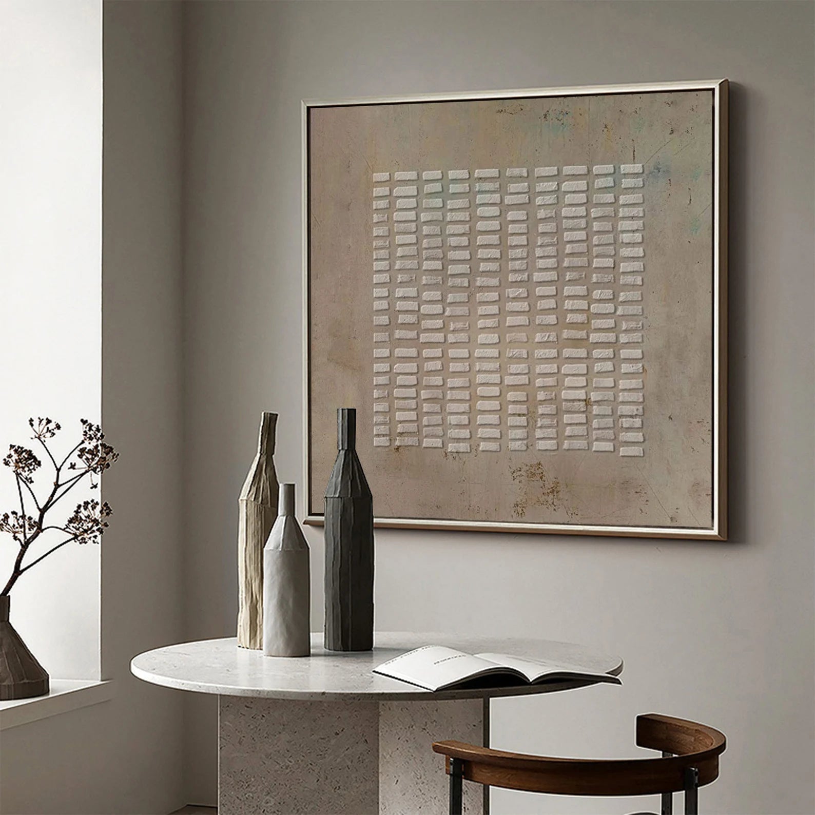 Textured Neutral Grid Art | Subtle Sophistication