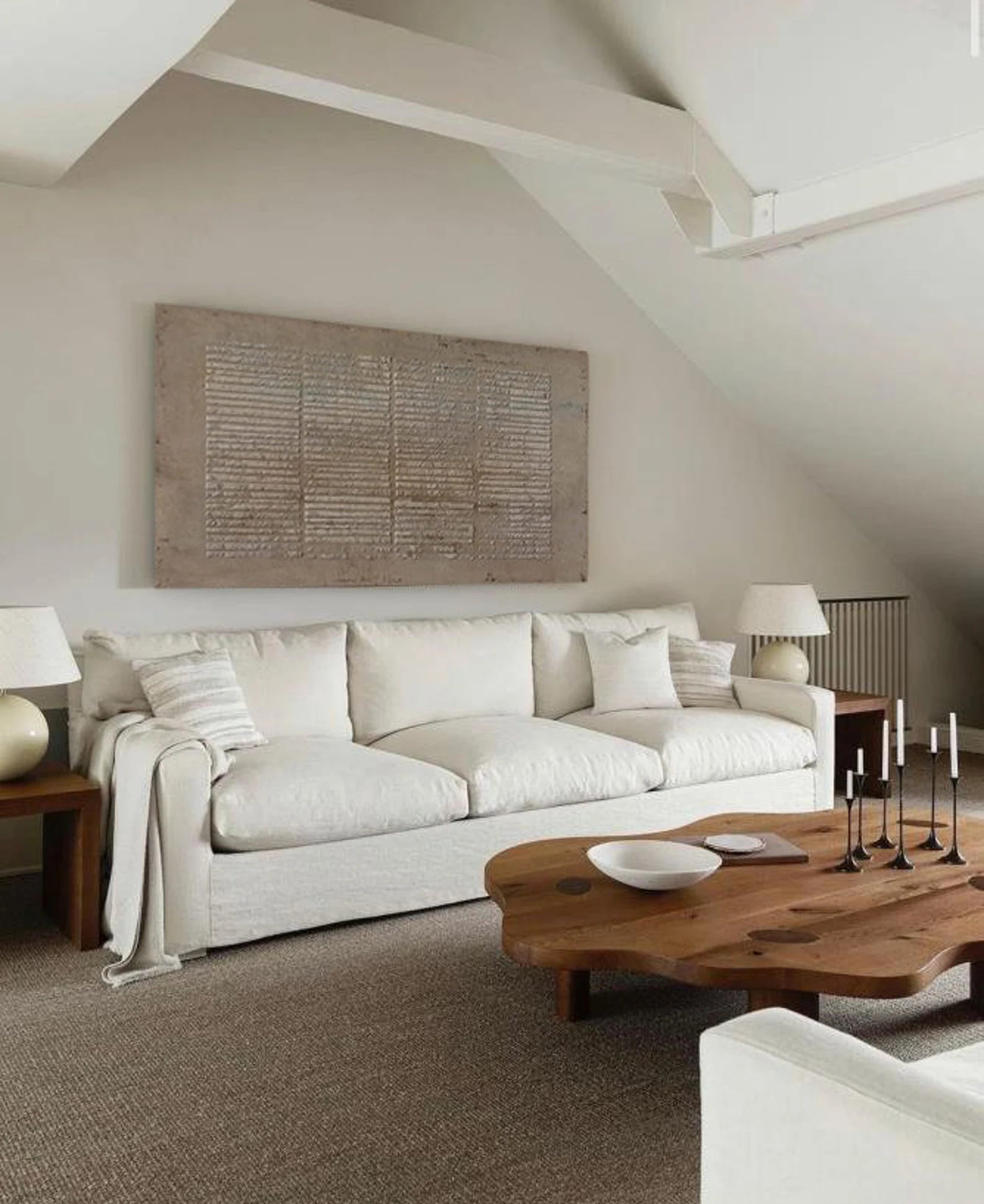 Textured Beige Grid Art | Subtle Elegance