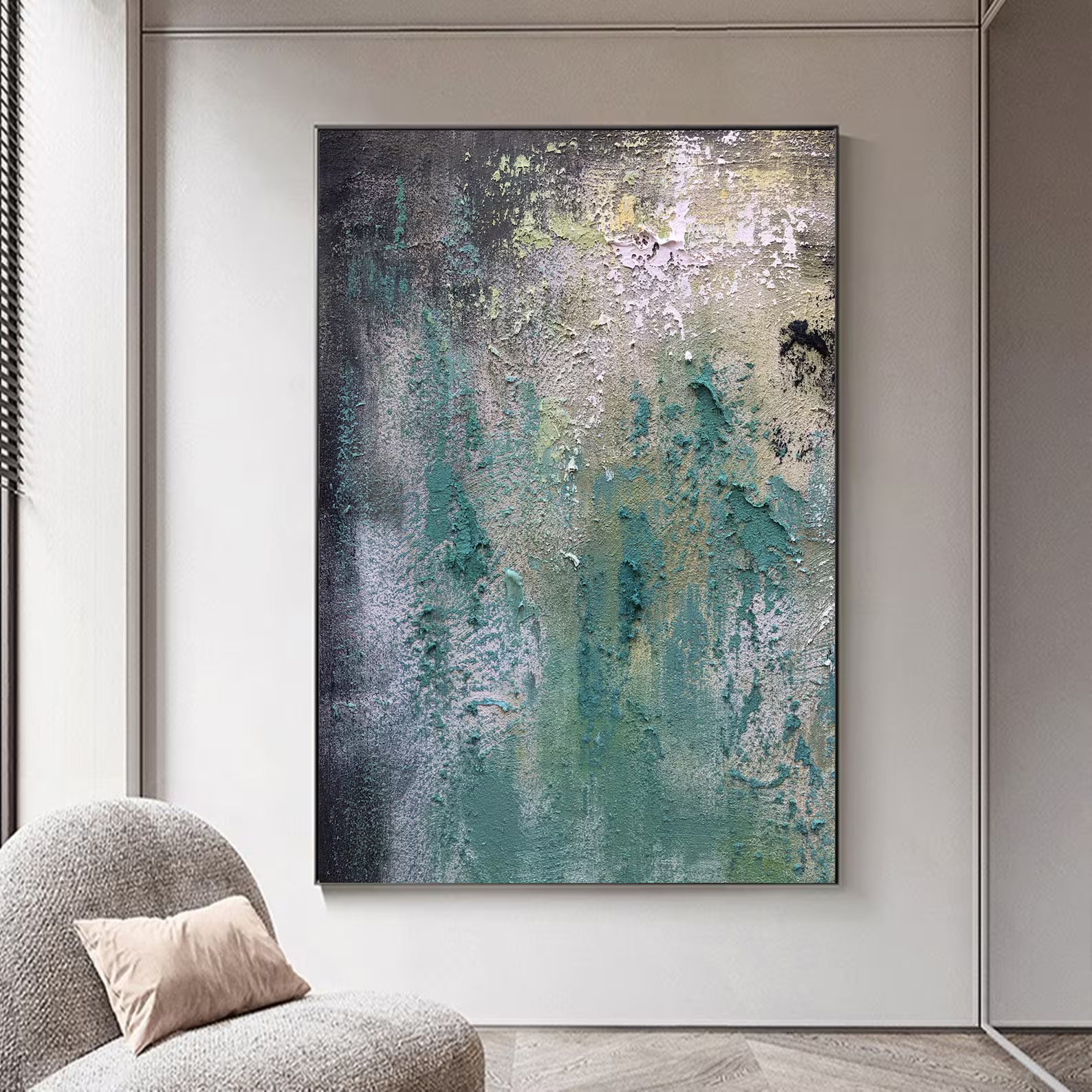 Textured Botanical Vibrance | Teal Gray