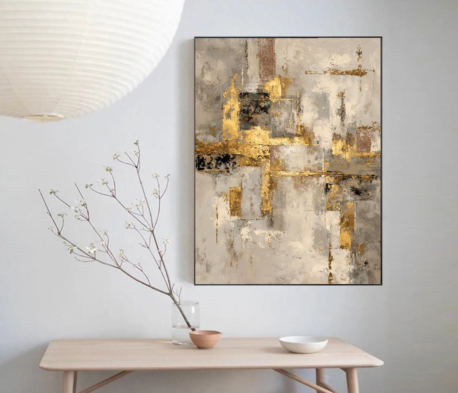 Textured Gold Accent Art | Opulent Depth
