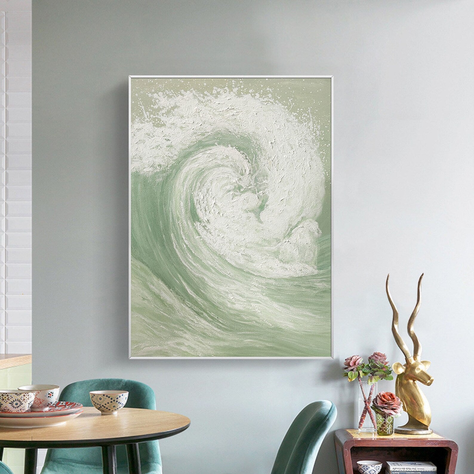 Textured Wave Serenity | Sage White