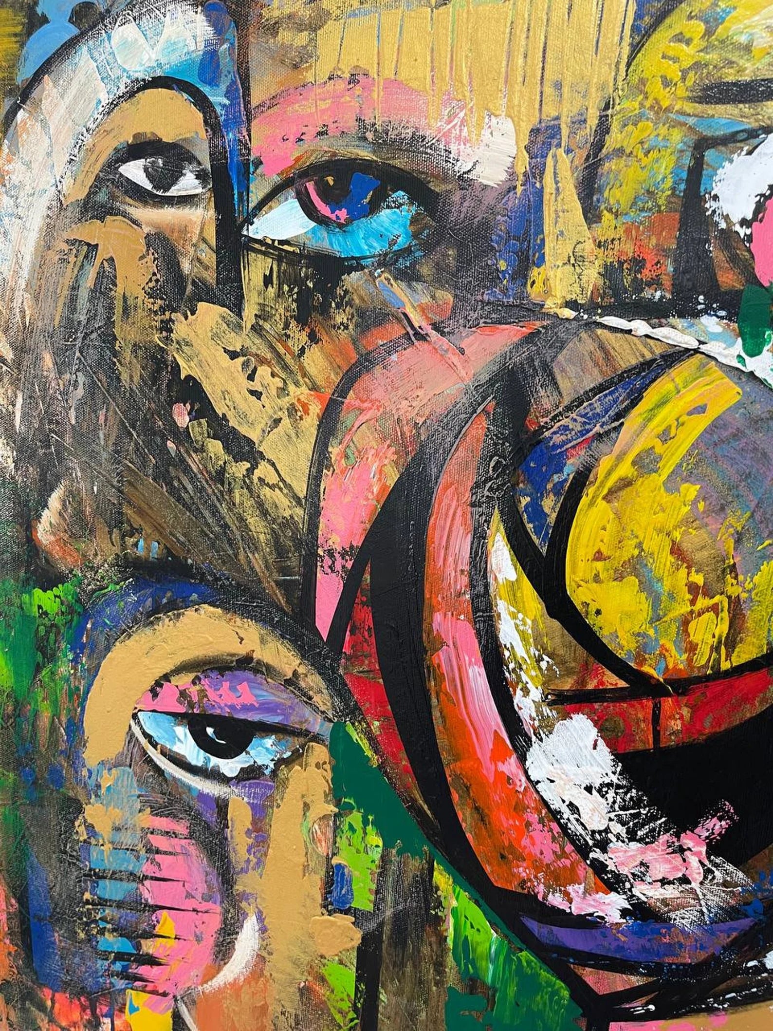 Textured Abstract Faces | Heart Accents