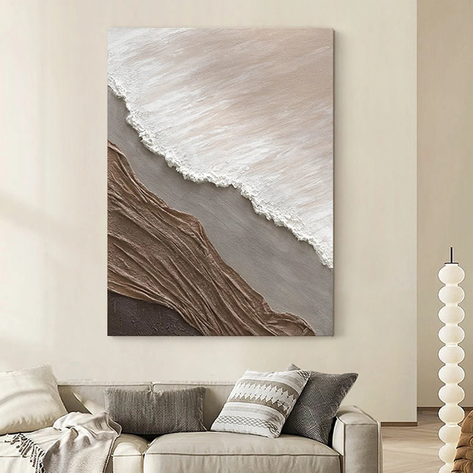 Textured Coastal Serenity | Beige White