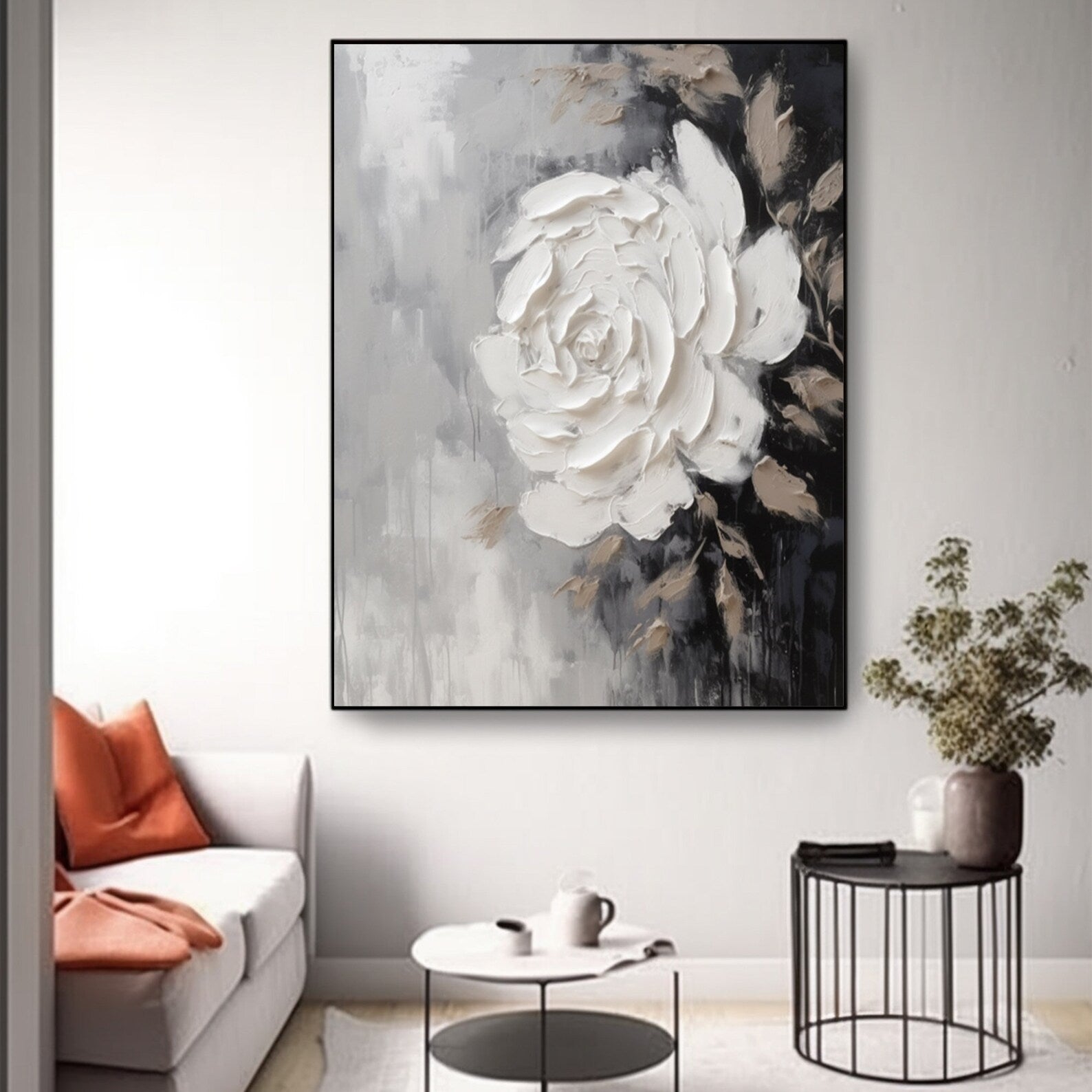 Textured Floral Opulence | White Rose