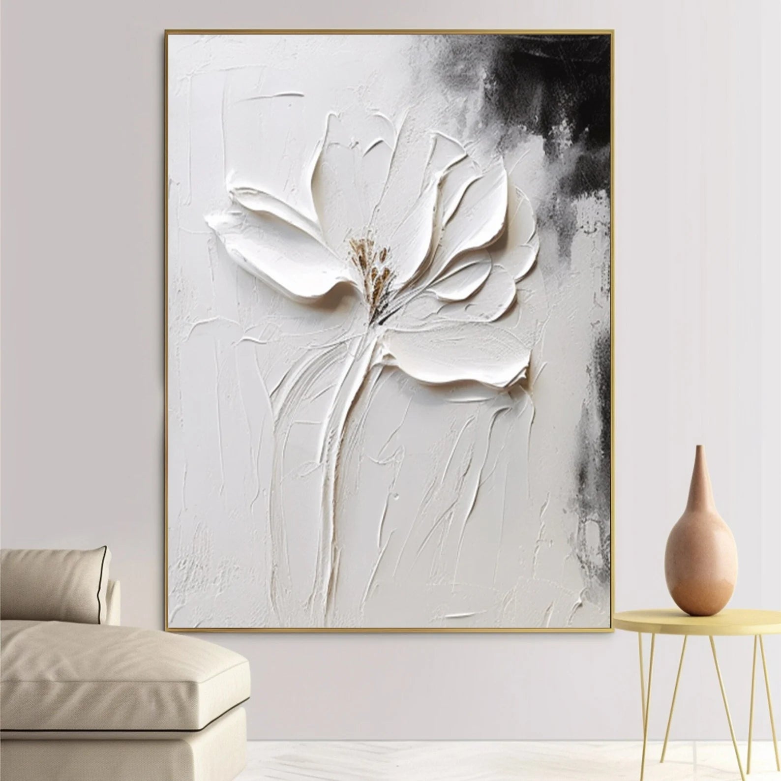 Textured Floral Elegance | Monochrome Blossom