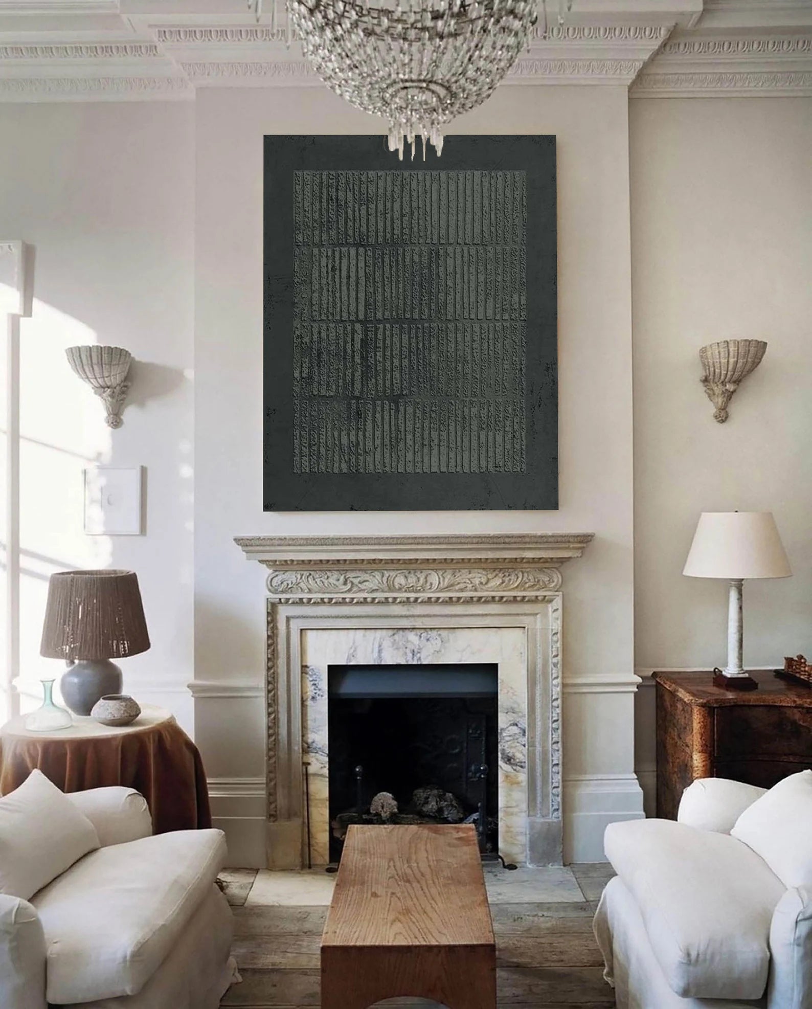 Textured Dark Grid Art | Moody Sophistication