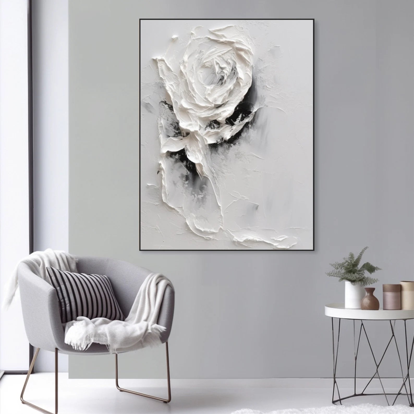 Textured Rosette Opulence | Alabaster Bloom