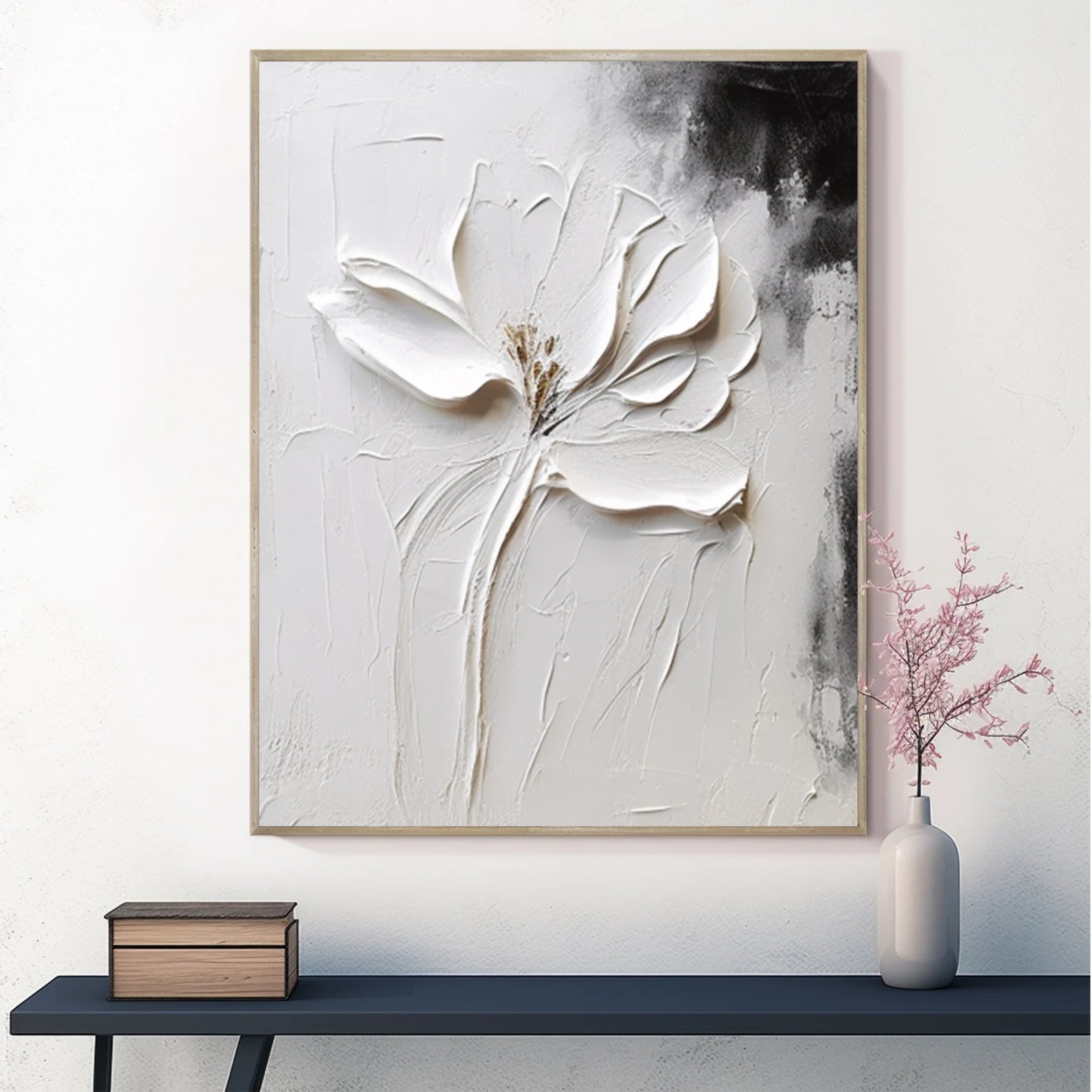 Textured Floral Elegance | Monochrome Blossom