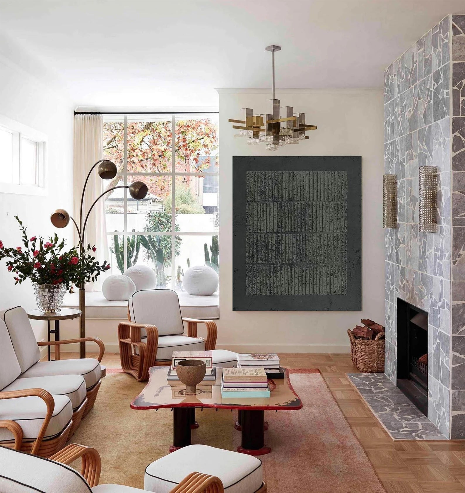 Textured Dark Grid Art | Moody Sophistication