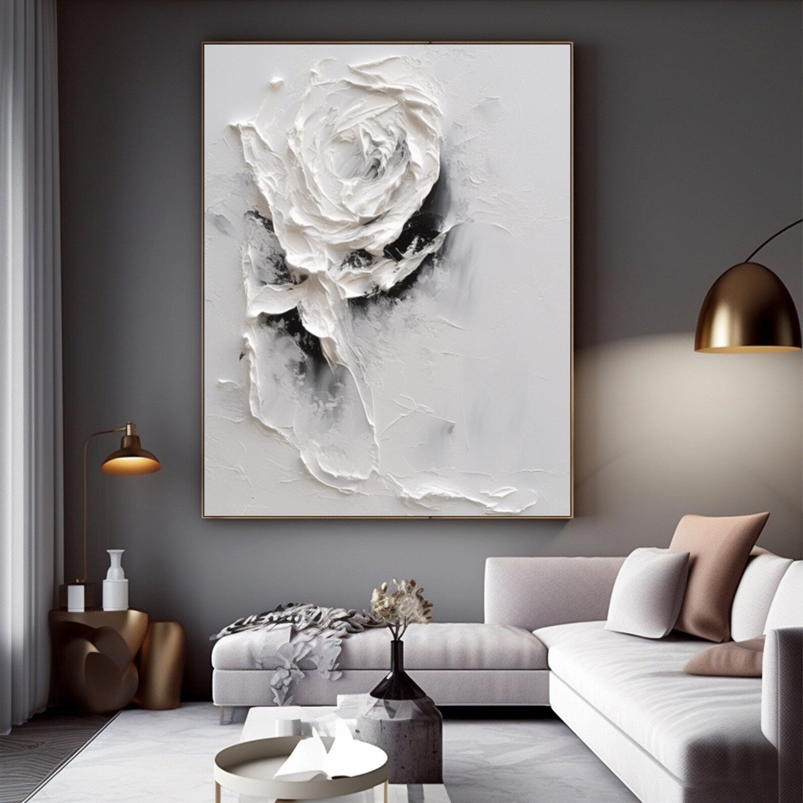 Textured Rosette Opulence | Alabaster Bloom