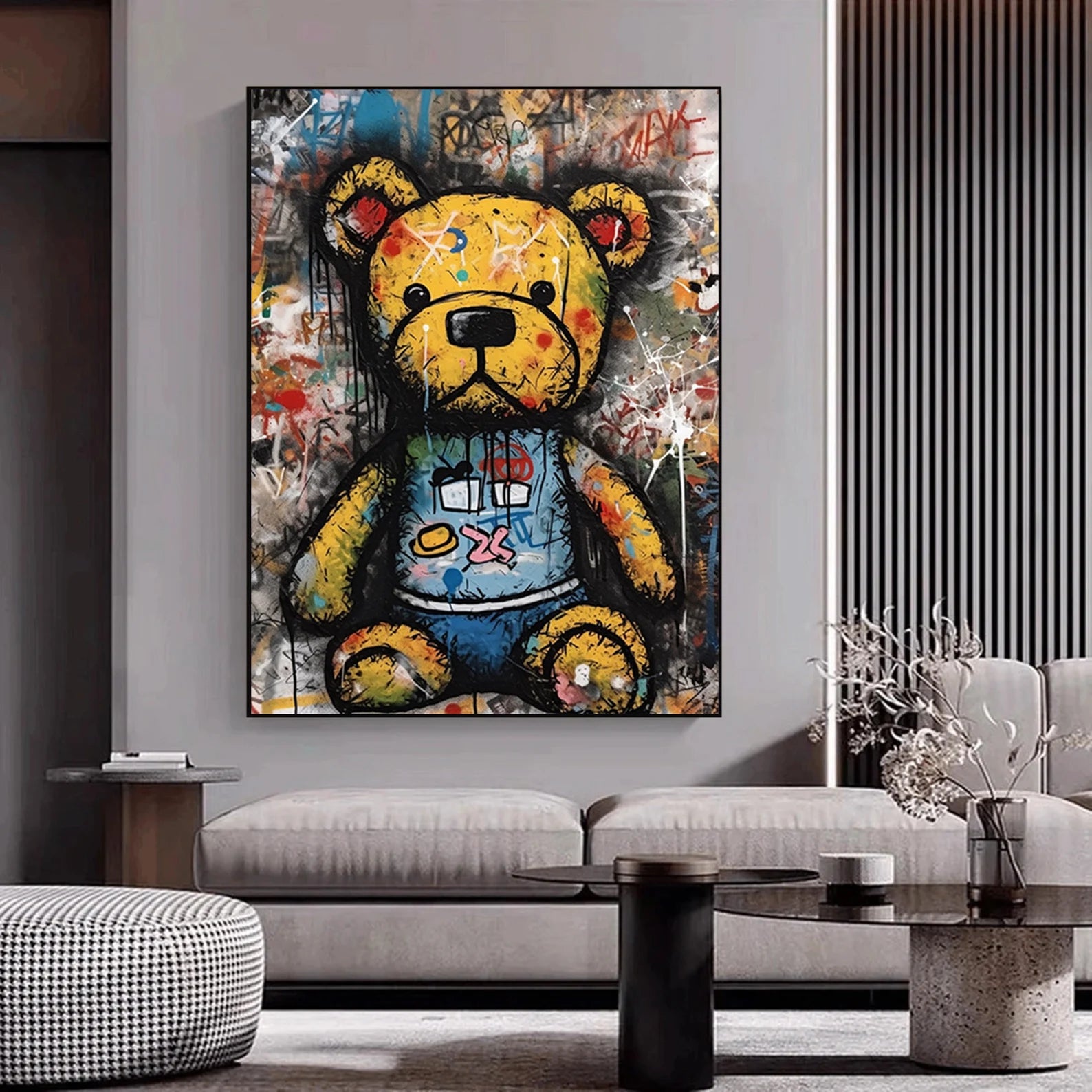 Textured Graffiti Teddy | Vibrant Accents