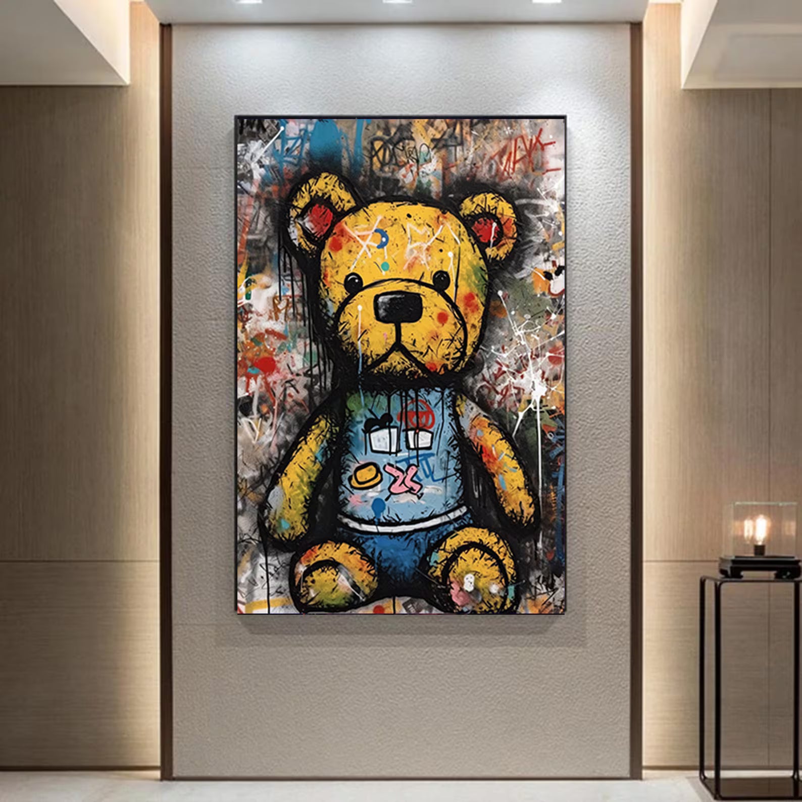 Textured Graffiti Teddy | Vibrant Accents