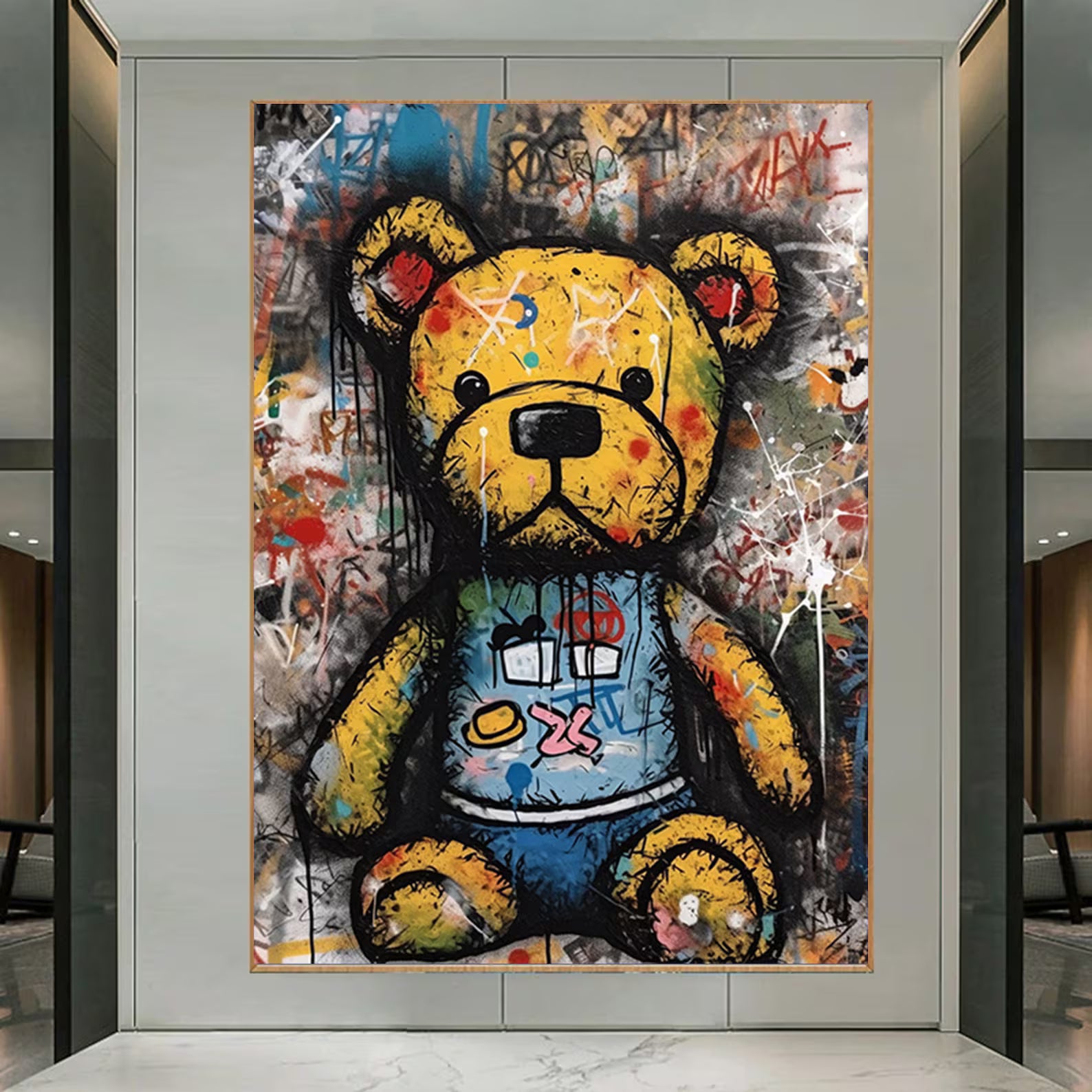 Textured Graffiti Teddy | Vibrant Accents