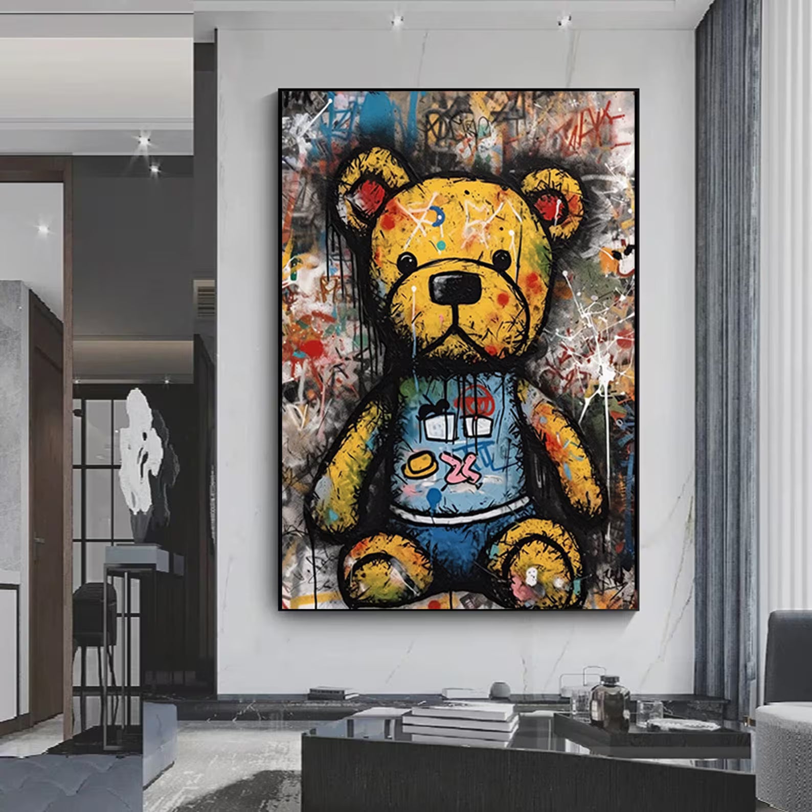 Textured Graffiti Teddy | Vibrant Accents